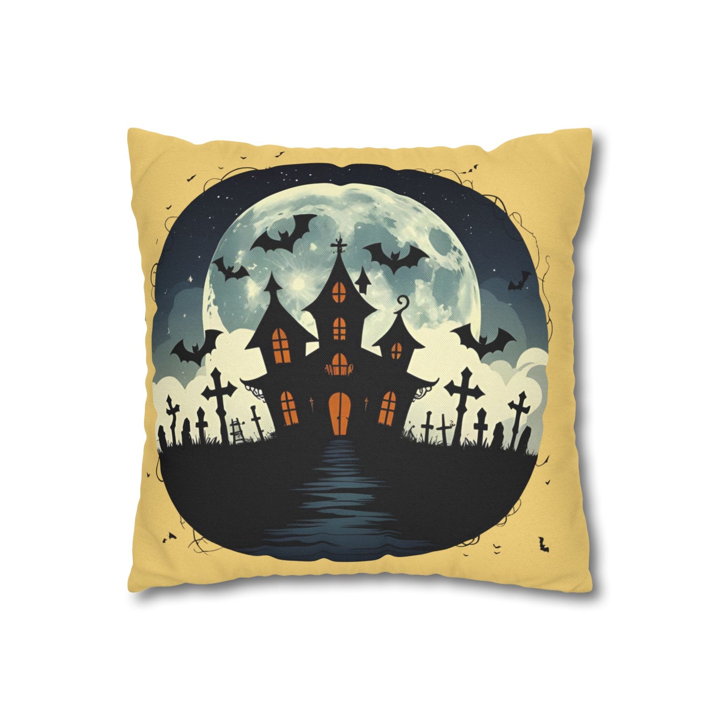 Square Pillowcase Halloween Spooky Pumpkins Fall Decor Throw Pillow Cover