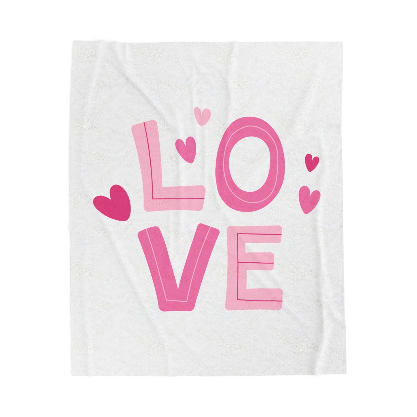 Love with Hearts Printed Velveteen Plush Blanket