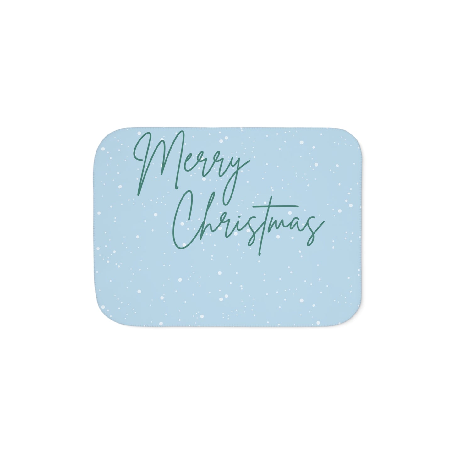 Merry Christmas Printed Sherpa Blanket, Sky Blue