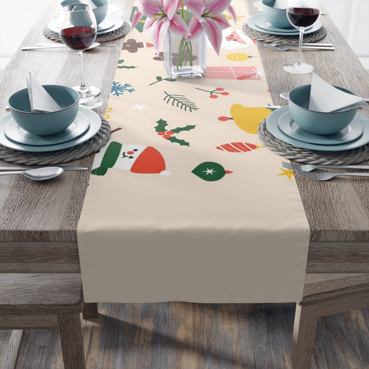 16 x 72 Beige Christmas Table Runner
