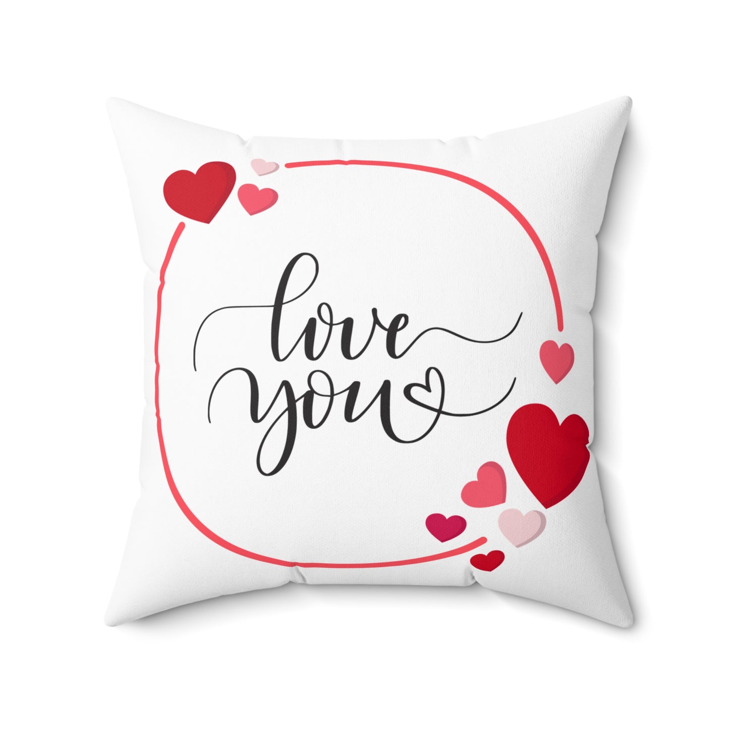 Love You – Heart Accent Pillow – Double-Sided Print, Indoor Decor