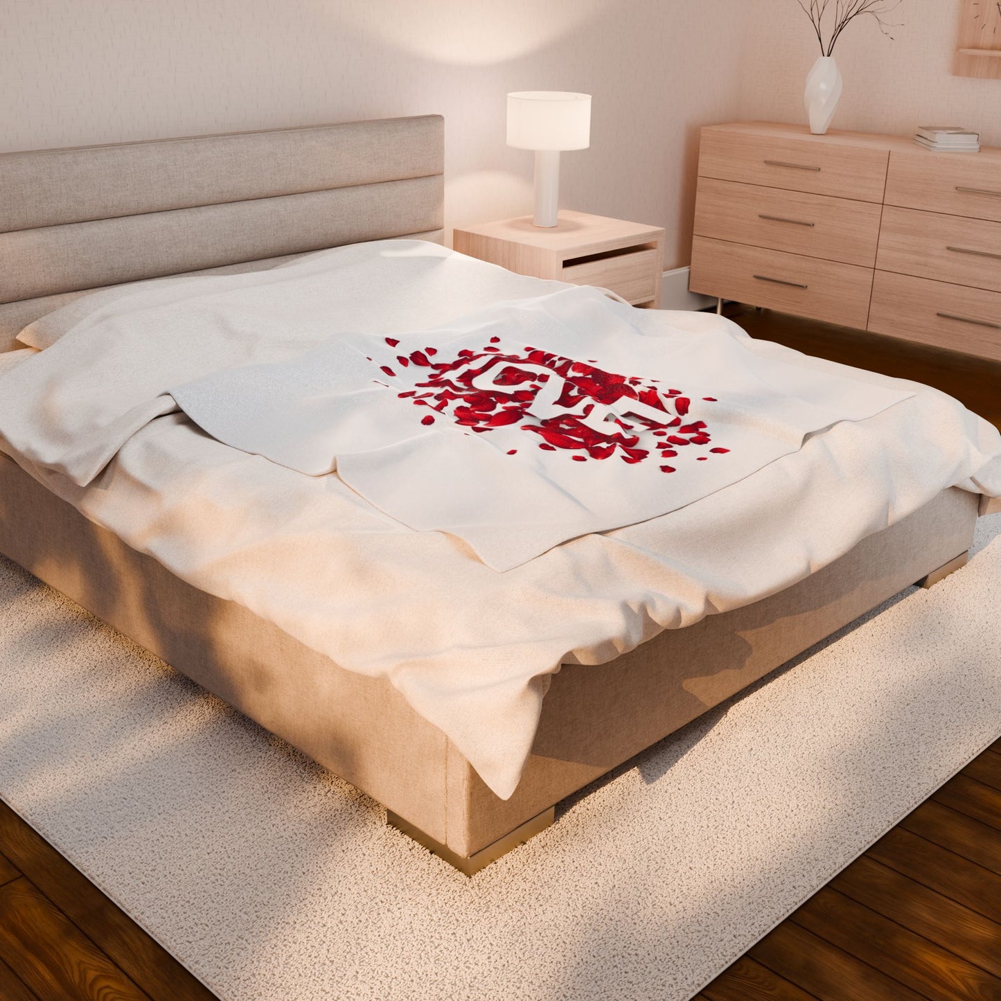 Love with Flowers Printed Velveteen Plush Blanket