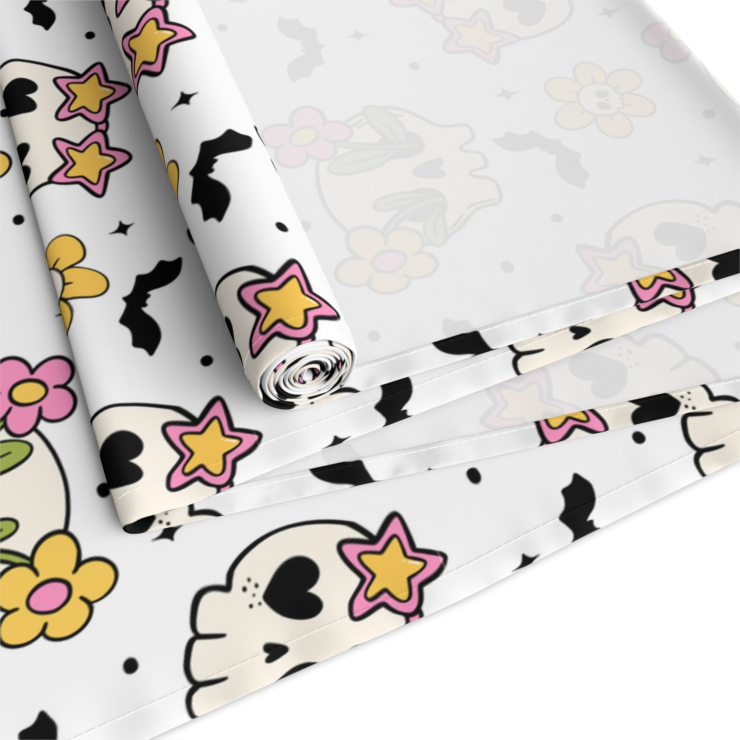 Floral Skull Pattern Table Runner – Pastel Whimsical Halloween Decor