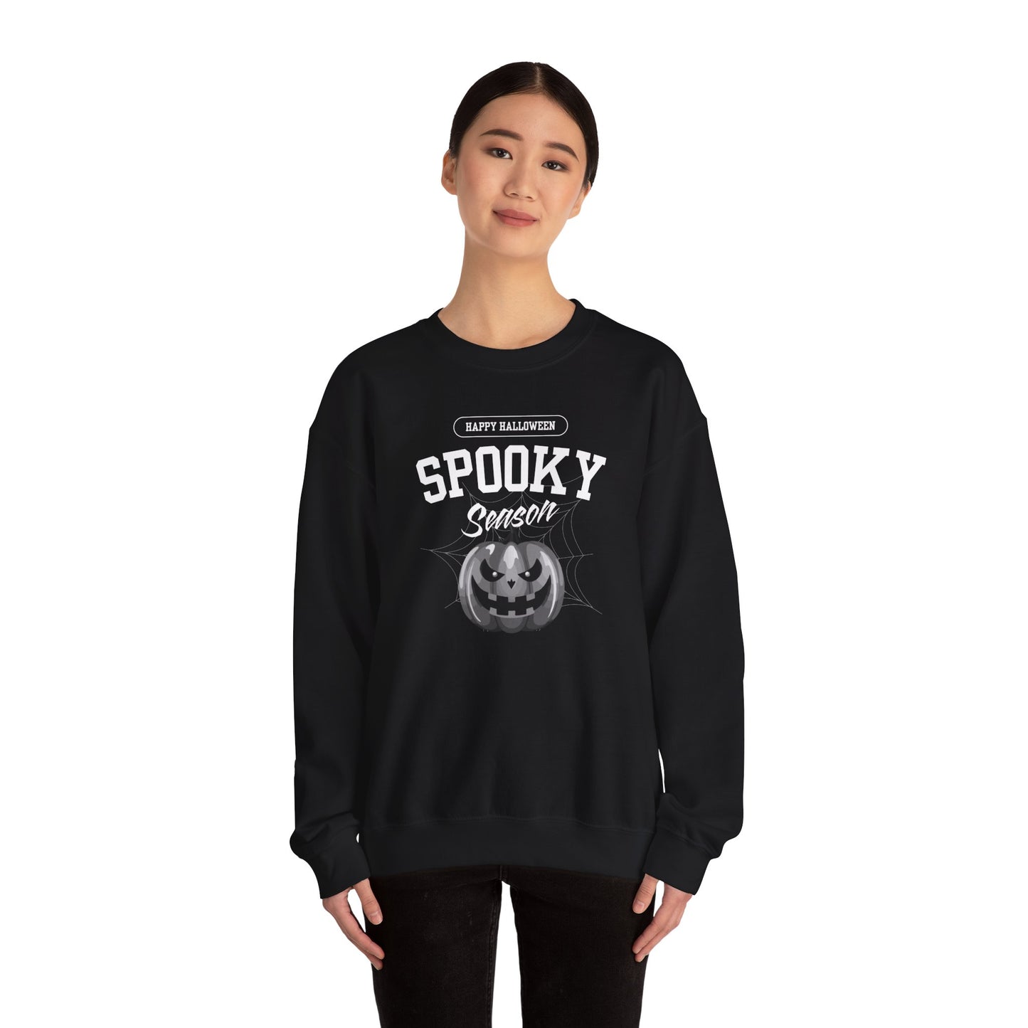 Spooky Season Halloween Sweatshirt – Creepy Cute Pumpkin Graphic Pullover for Fall