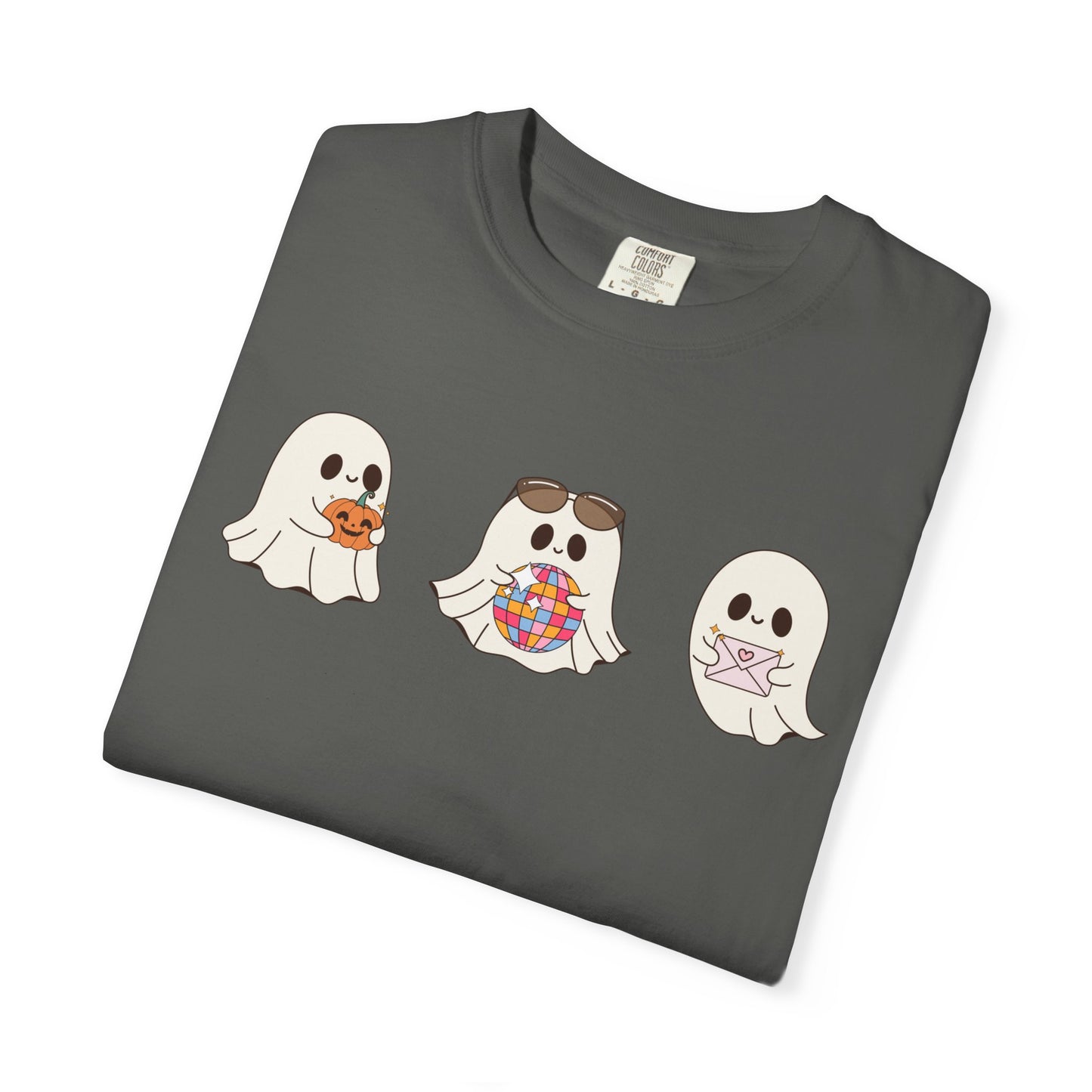 Three Cute Ghosts with Pumpkin, Trick or Treat Party Outfit – October Holiday Shirt