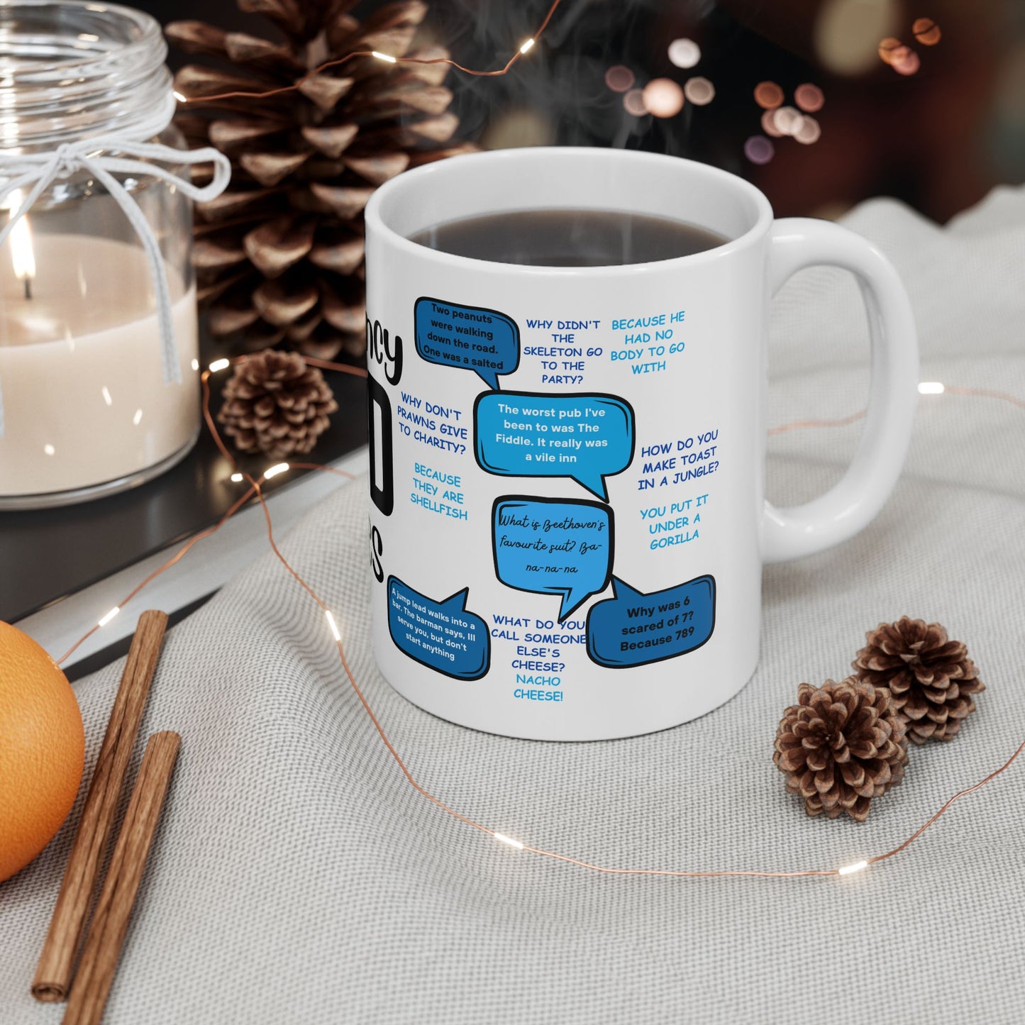 Dad Jokes Ceramic Coffee Mug – Funny Gift for Fathers, 11oz