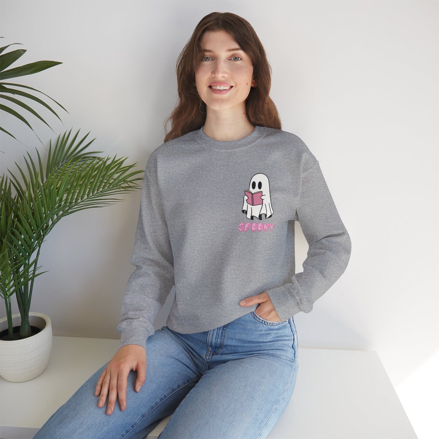 Spooky Bookworm Ghost Sweatshirt – Cozy Halloween Reads