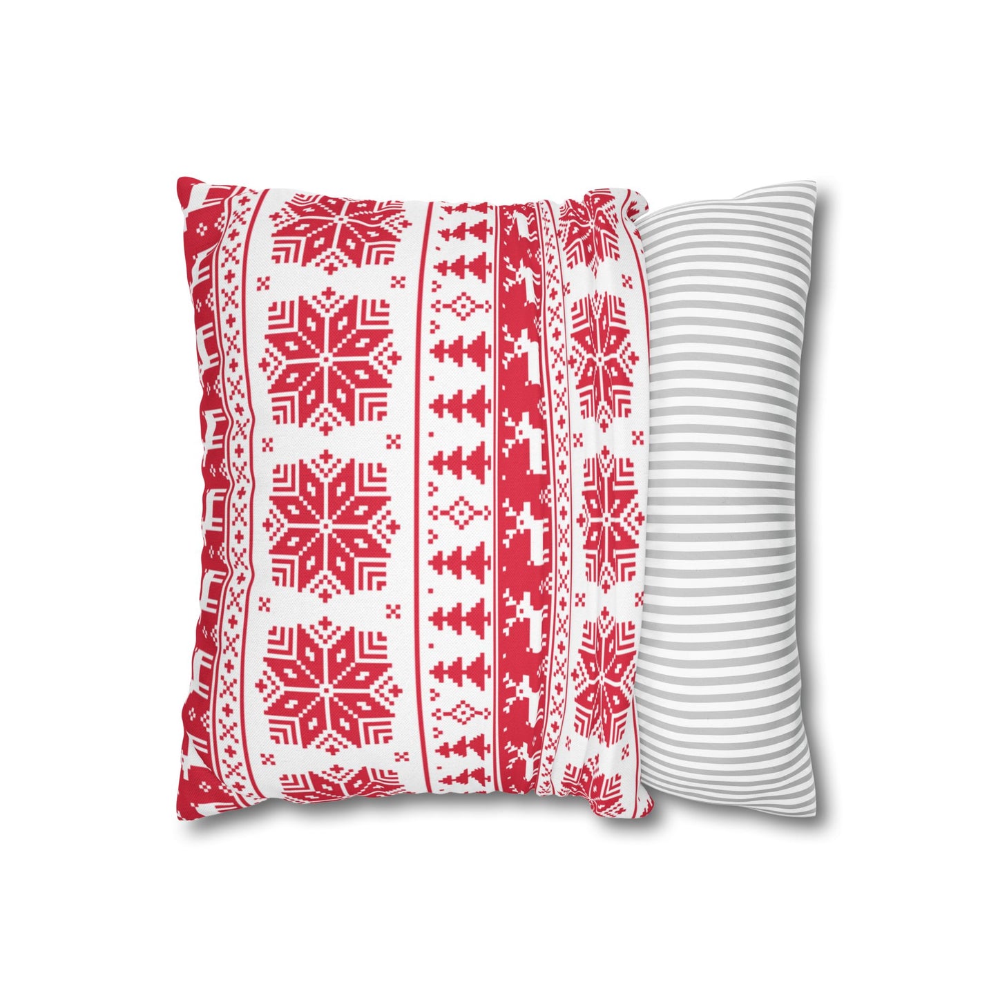 Christmas Spun Polyester Square Pillow Case – Festive Double-Sided Cushion Cover