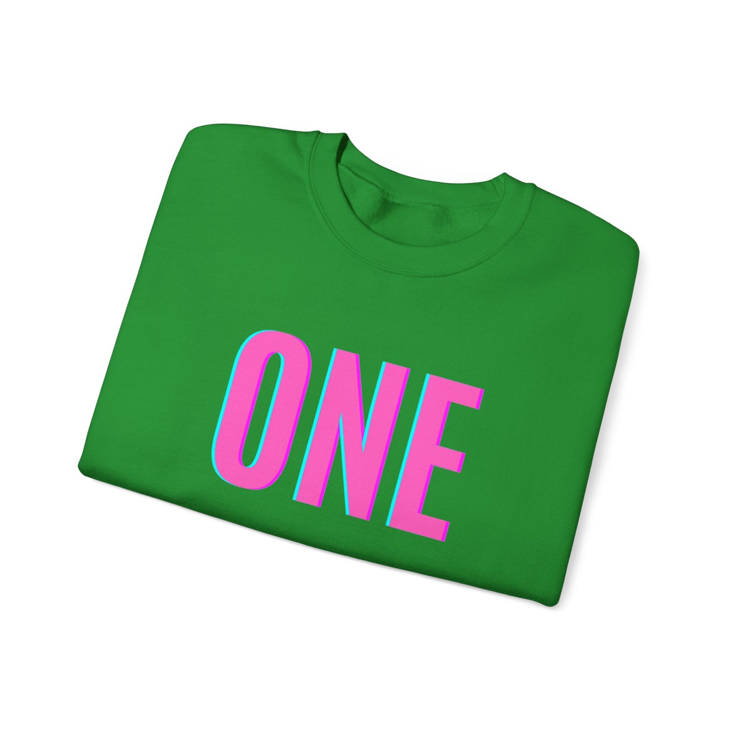 ONE Print White Unisex SweatshirtCrewneck Sweatshirt