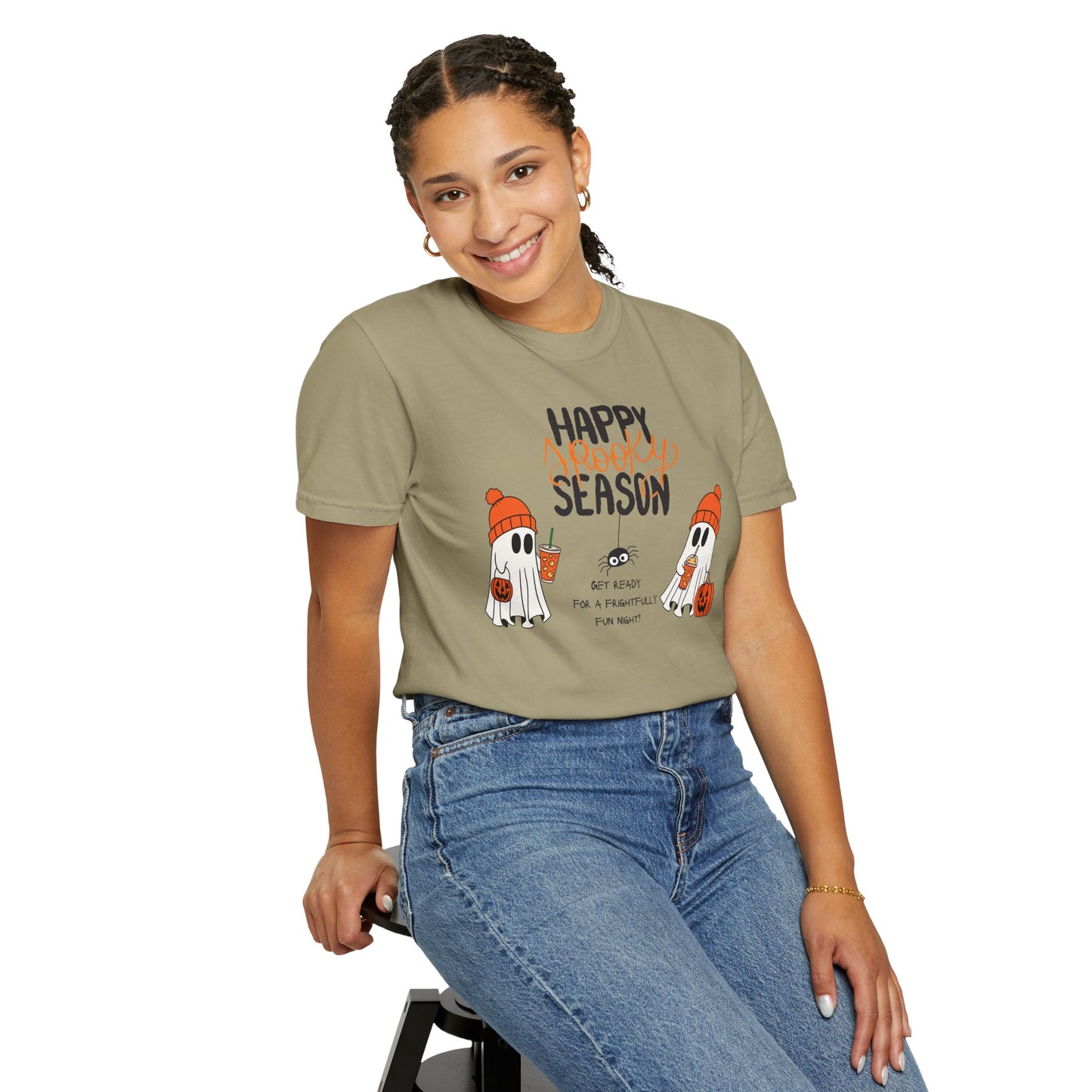 Spooky Season Ghosts Tee – Cozy Drinks & Chilling Vibes!