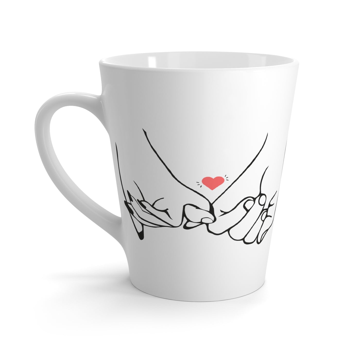Ceramic Latte Mug – “Love You” Script with Red Heart Accents