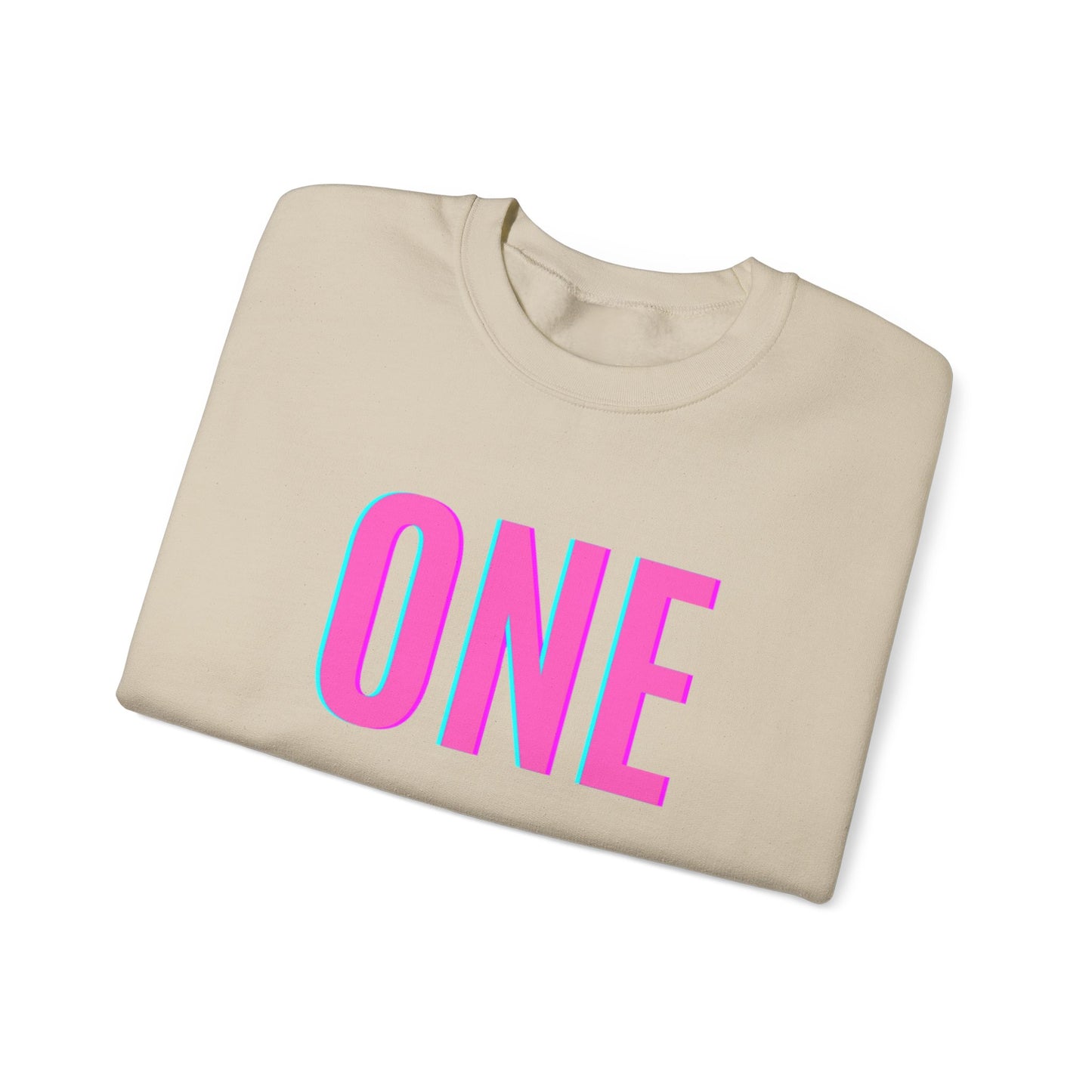 ONE Print White Unisex SweatshirtCrewneck Sweatshirt