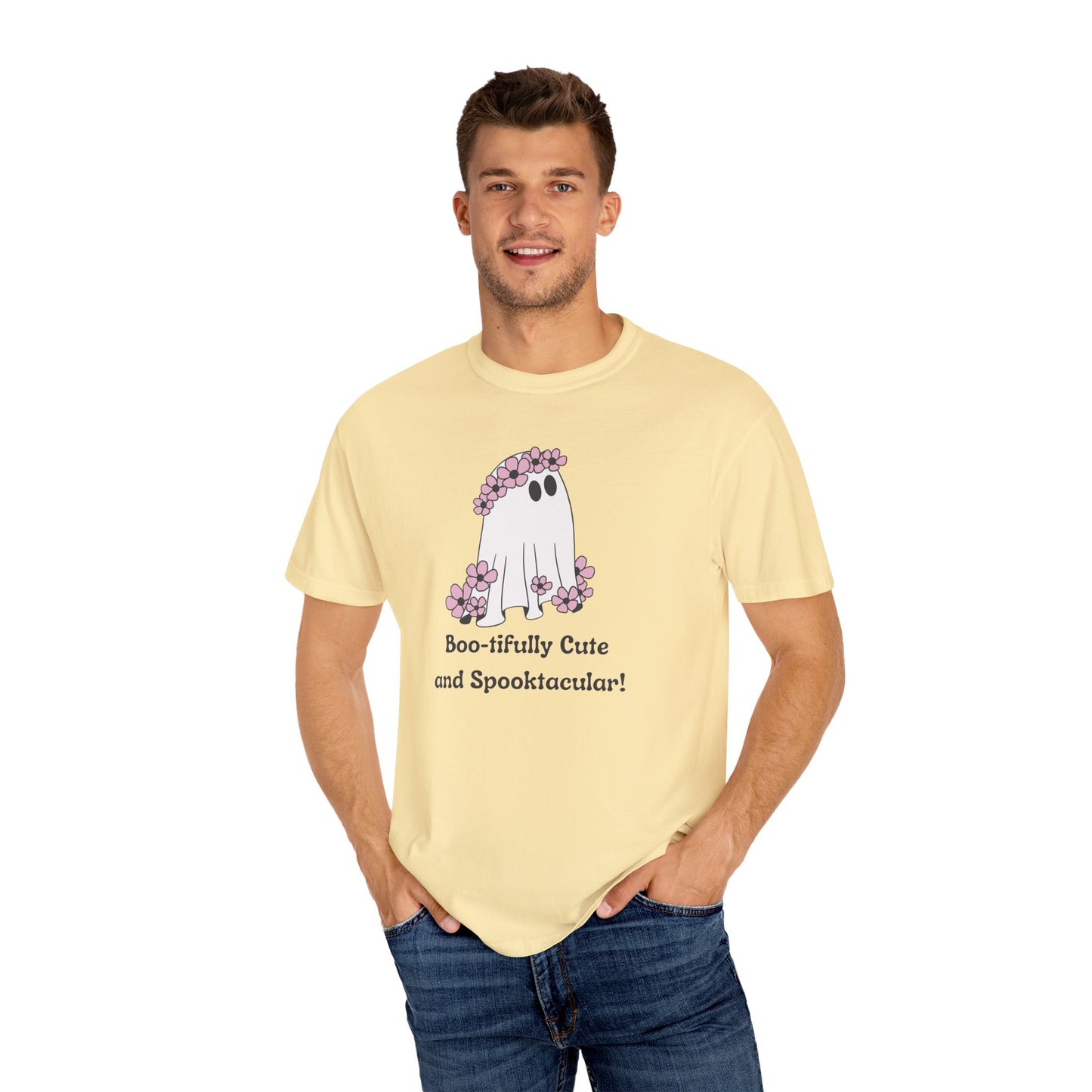 Boo-tiful Ghost Tee – Floral Charm Meets Halloween Fun!