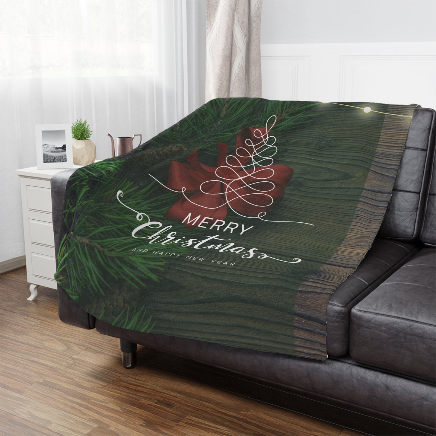 Merry Christmas with Heappy New Year Printed Velveteen Minky Blanket