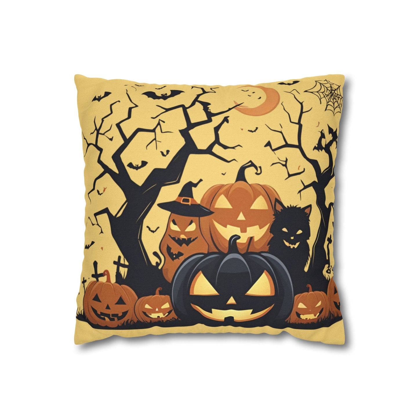 Square Pillowcase Halloween Spooky Pumpkins Fall Decor Throw Pillow Cover