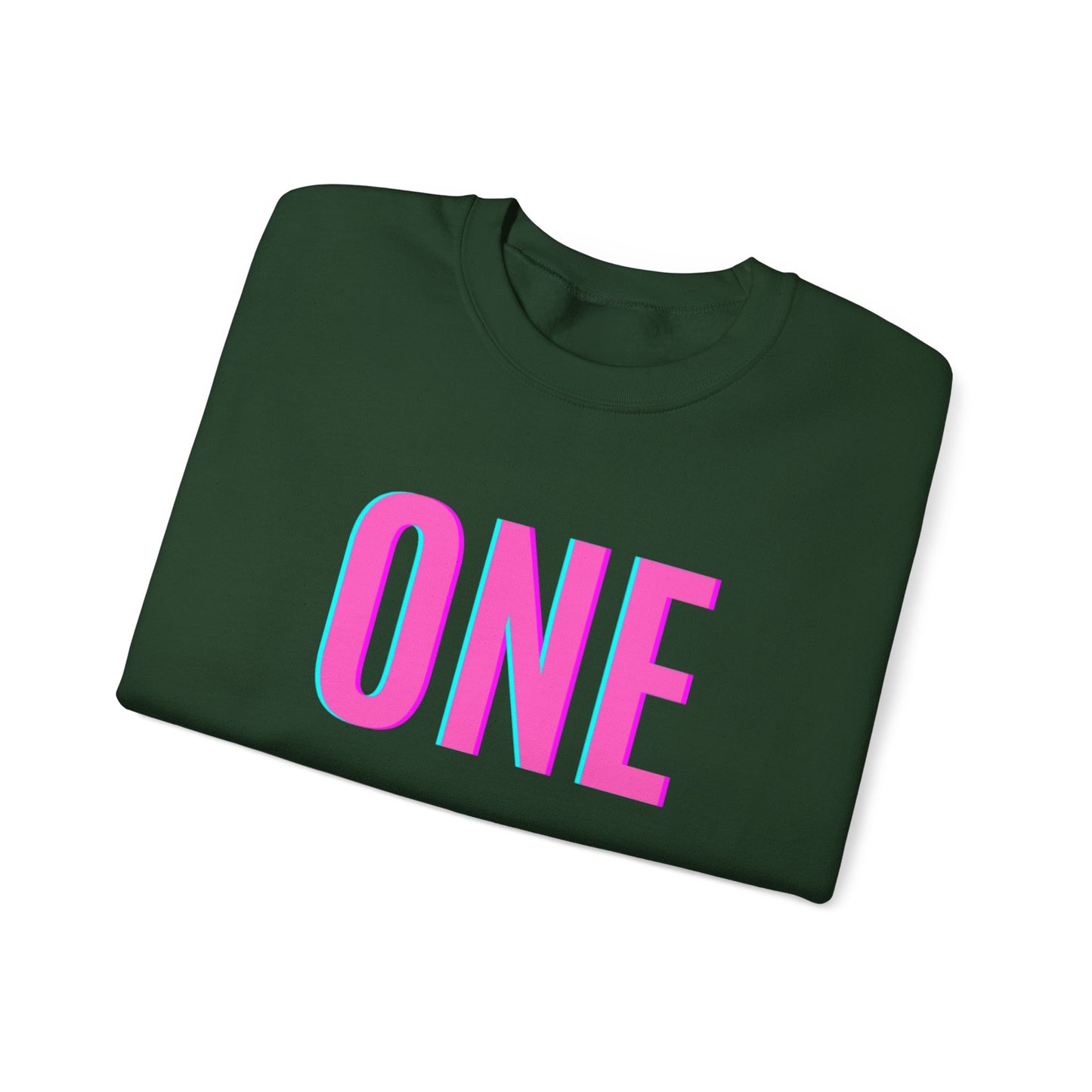ONE Print White Unisex SweatshirtCrewneck Sweatshirt
