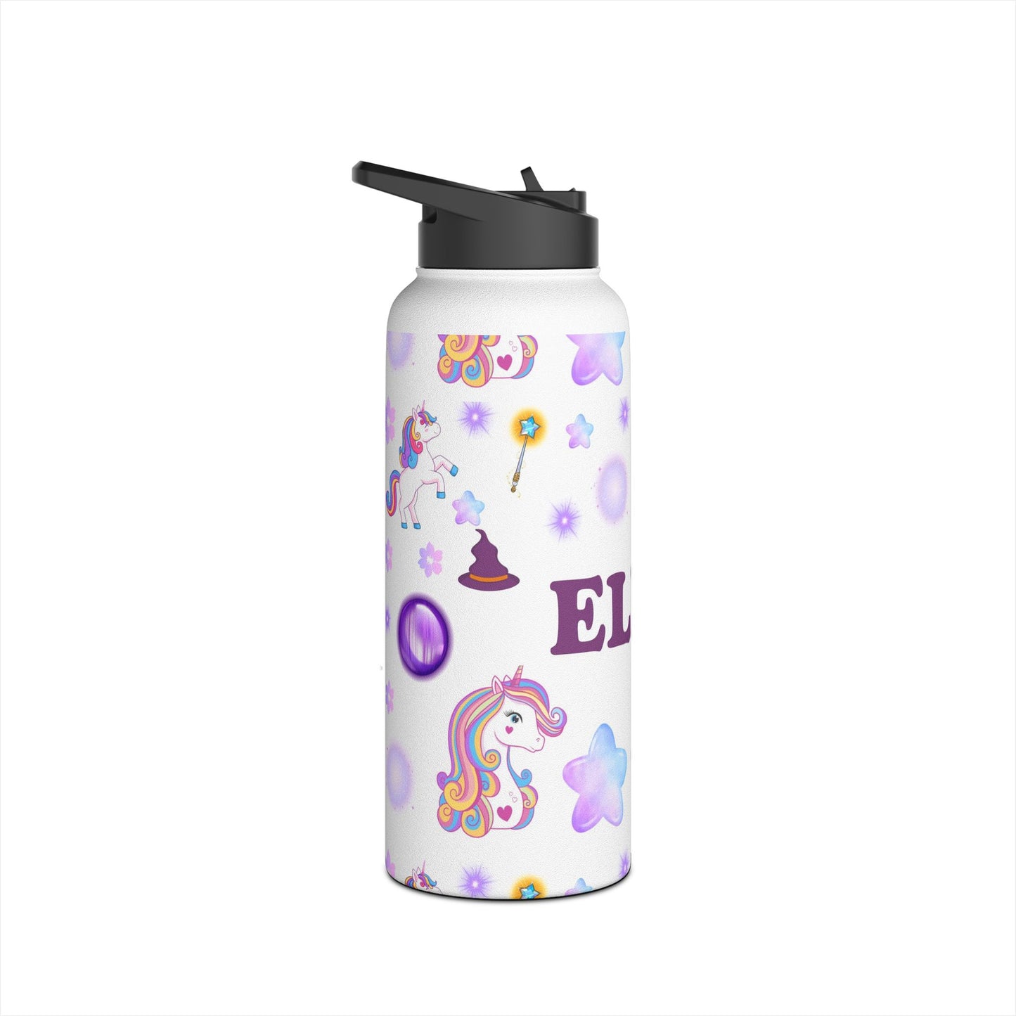 Personalized Glitter Unicorn Water Bottle – Stainless Steel Tumbler for Kids, Birthdays & School