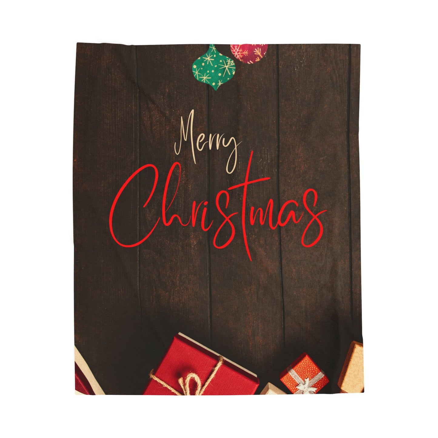 Merry Christmas Printed Velveteen Plush Blanket, Coffee