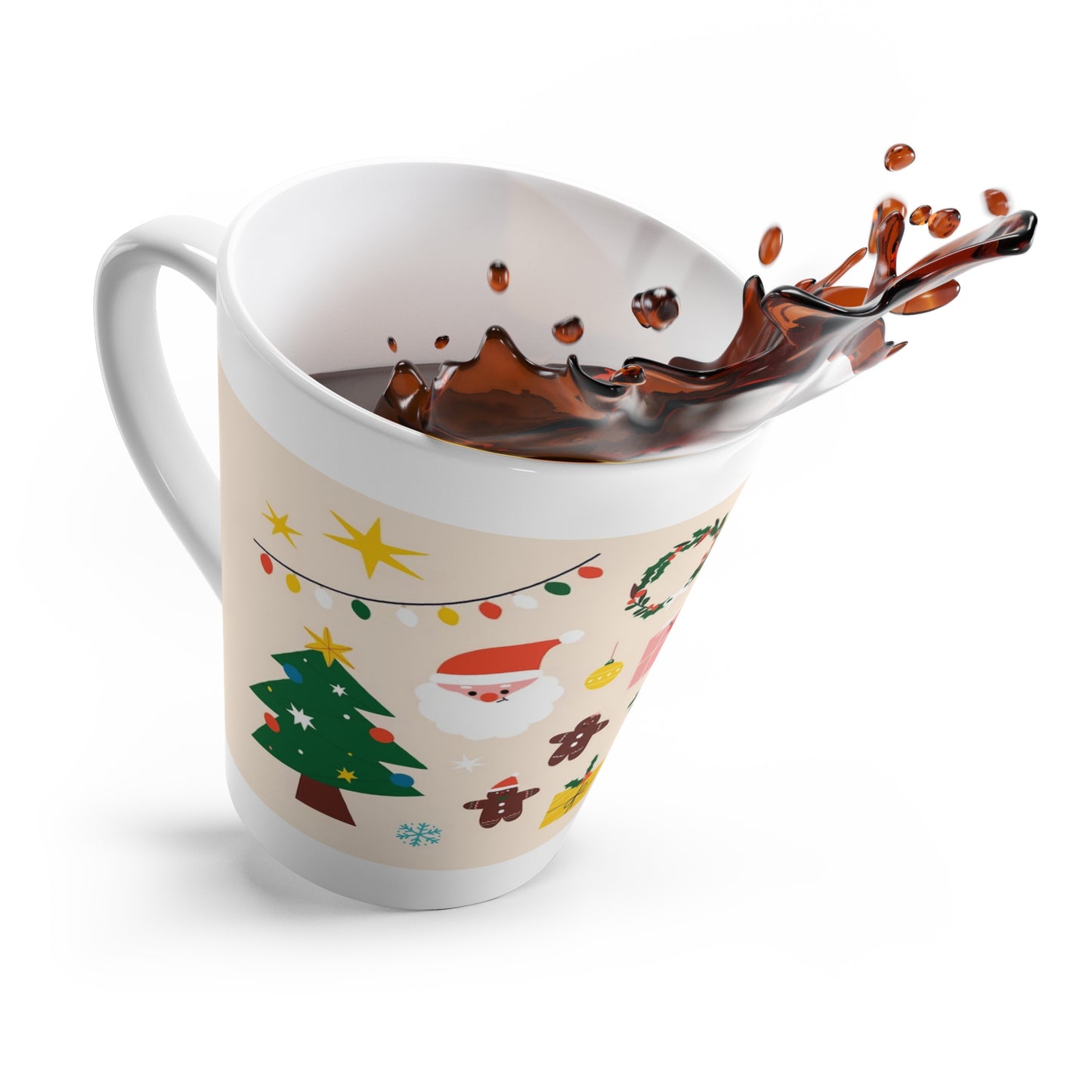 Christmas Latte Mug – 12oz White Ceramic Holiday Cup