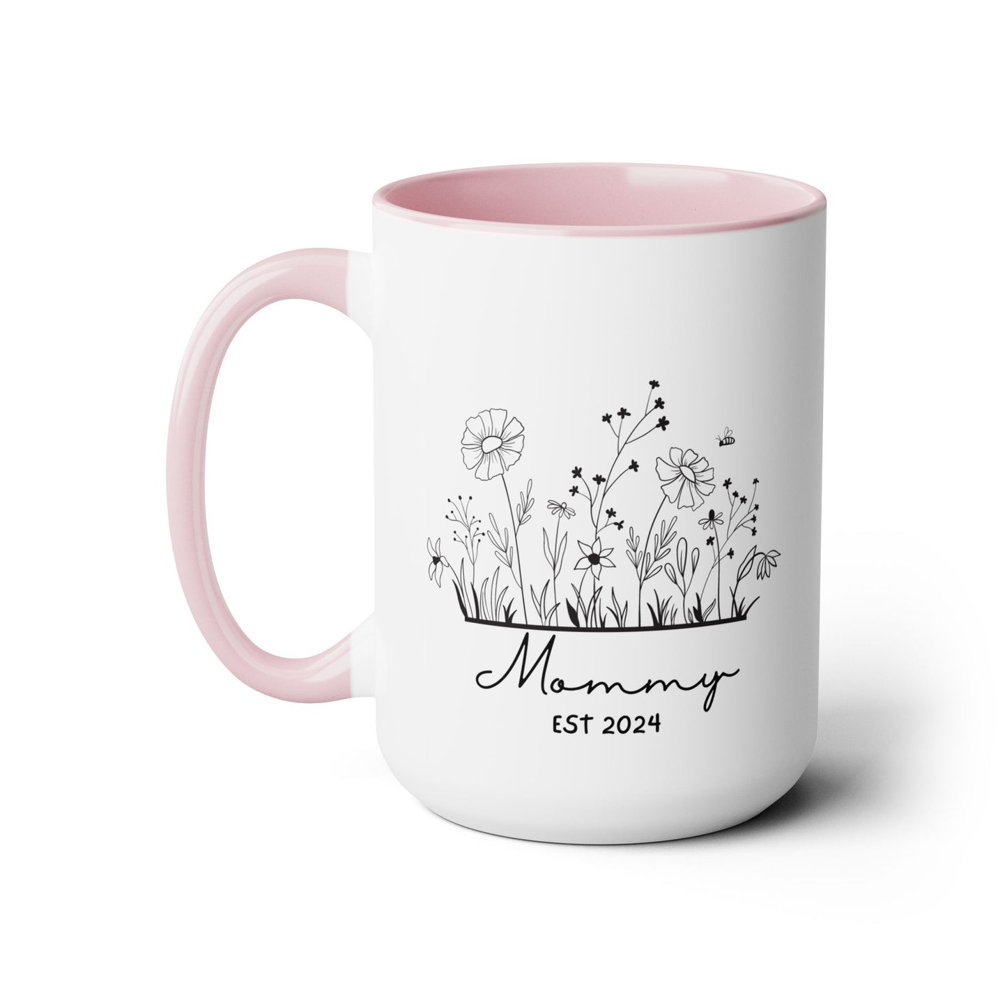 Mommy EST Ceramic Coffee Mug – Personalized Mom Gift, 15oz