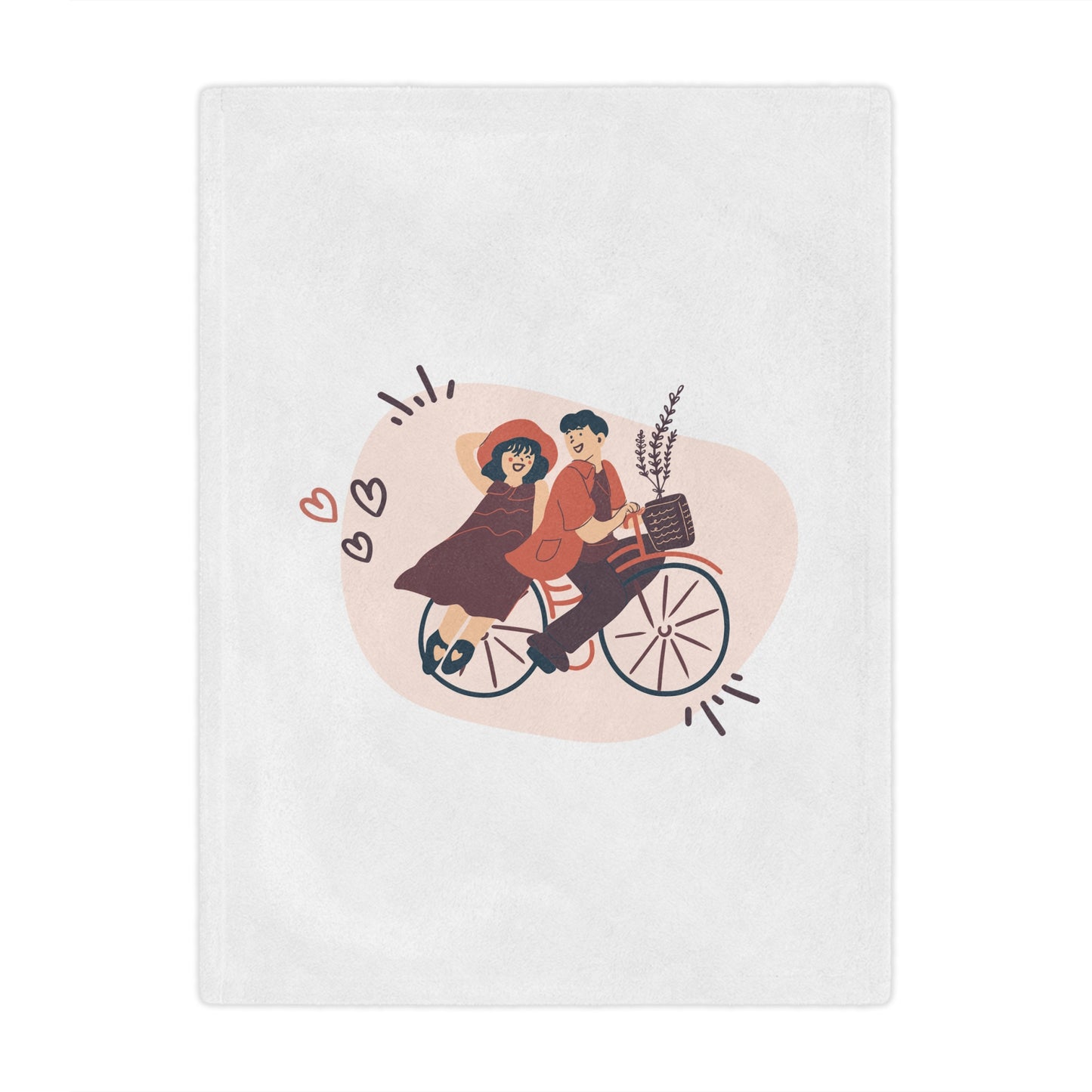 Couple on Cycle Printed Valentine Minky Blanket