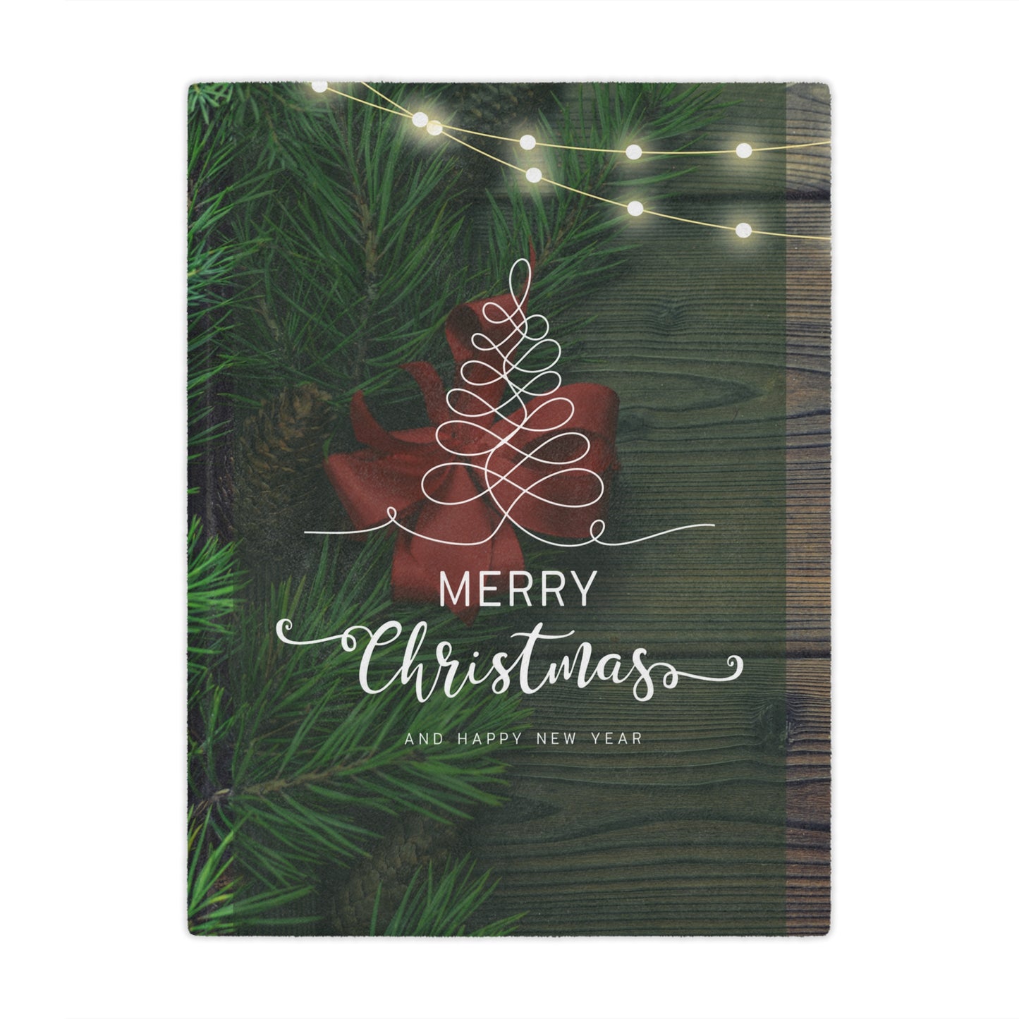 Merry Christmas with Heappy New Year Printed Velveteen Minky Blanket