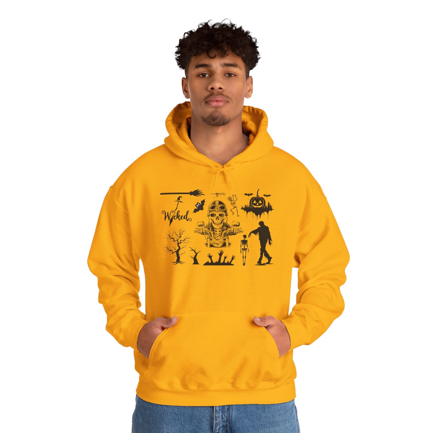 Wicked Skull Halloween Hoodie – Spooky Skeleton & Zombie Graphic Sweatshirt