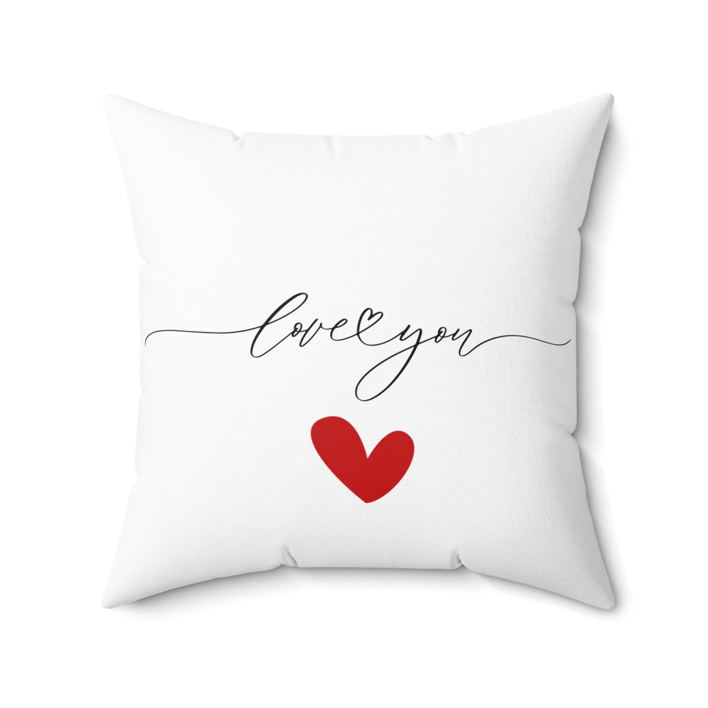 Love You – Decorative Throw Pillow with Red Heart – Double-Sided Indoor Accent