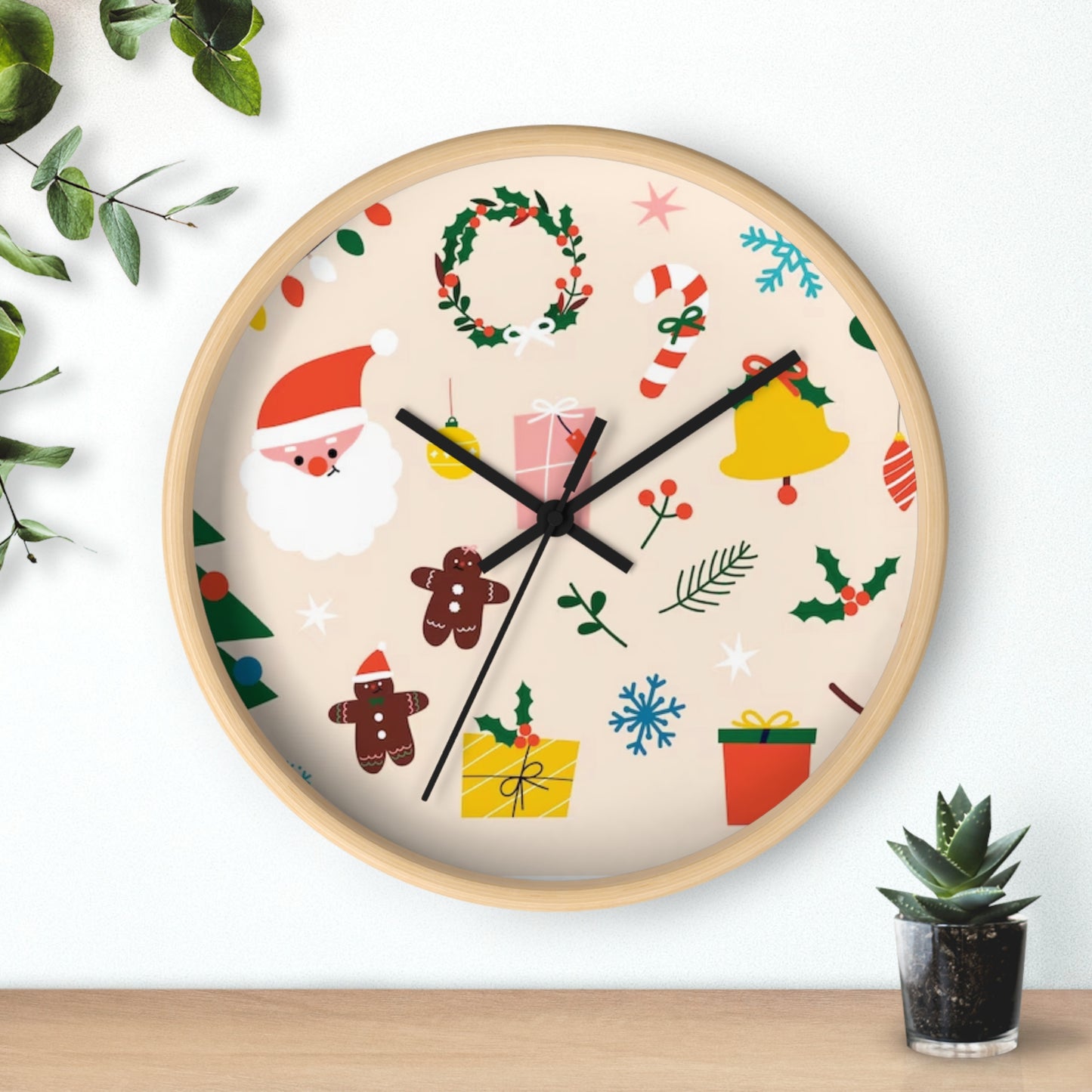 Beige Christmas Wall Clock
