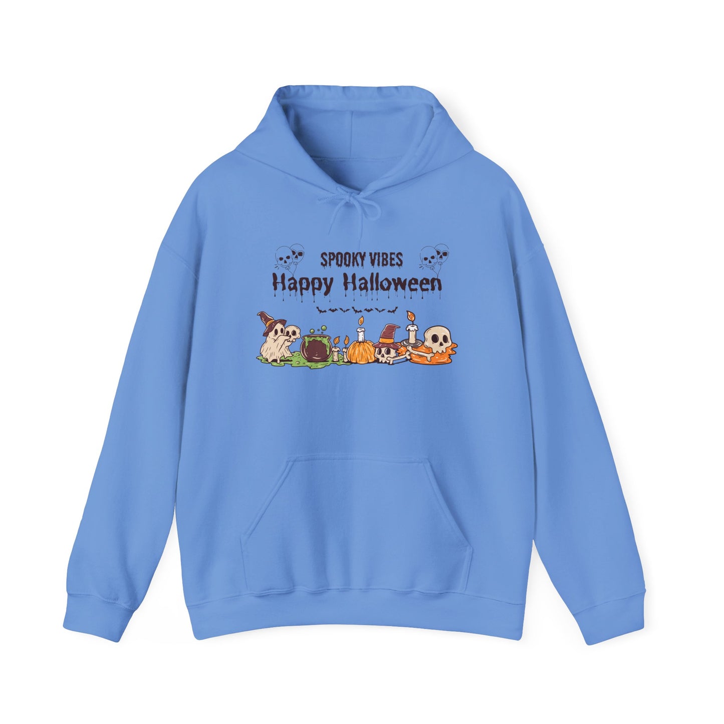 Spooky Vibes” Halloween Hoodie – Ghosts, Cauldrons & Cozy Curses