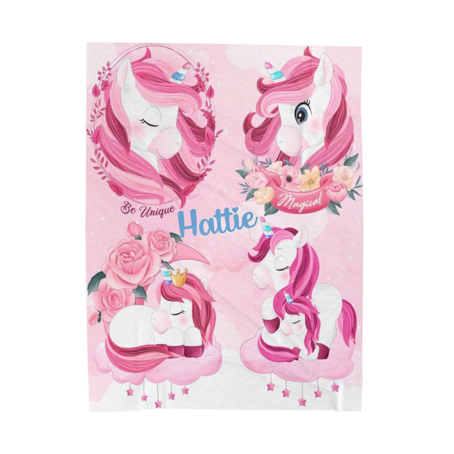 Personalized Unicorn Blanket for Kids – Soft Plush Velveteen Throw for Girls – Magical Custom Gift for Birthdays & Holidays