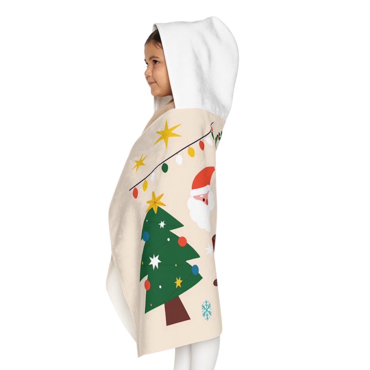 Soft and Cozy Christmas Youth Hooded Towel with Terry Cotton Lining