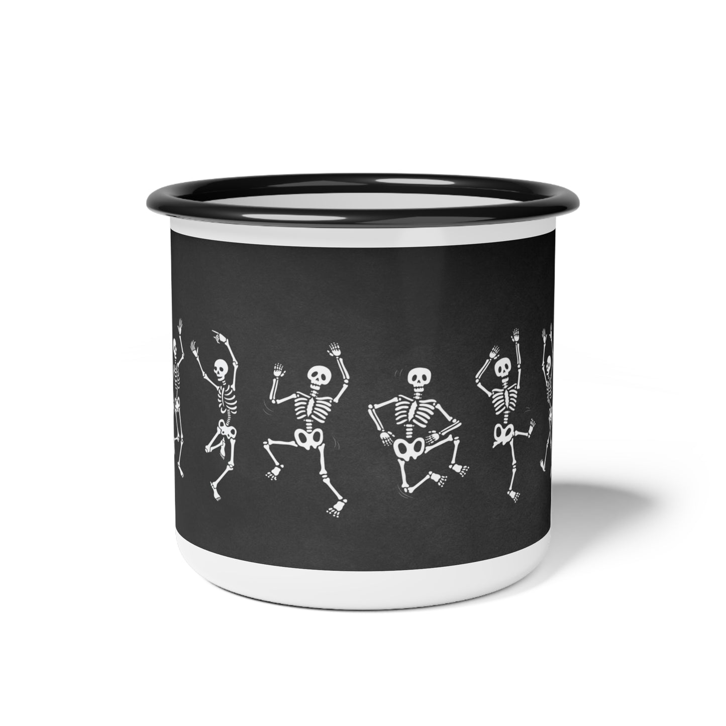 Dancing Skeletons Enamel Camp Cup – Whimsical Halloween Design