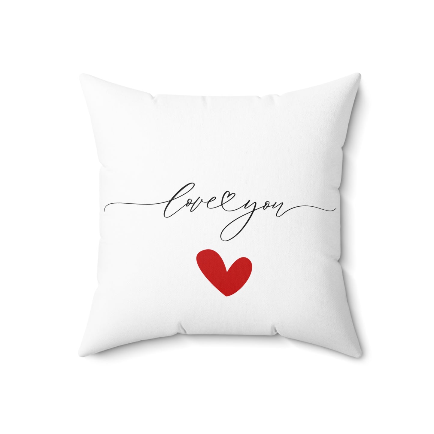 Love You – Decorative Throw Pillow with Red Heart – Double-Sided Indoor Accent