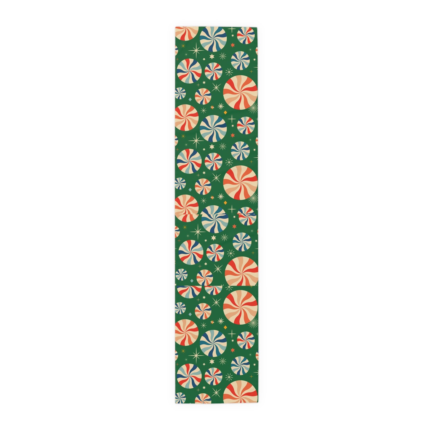 Christmas Peppermint Swirl Table Runner – Festive Green Dining Decor