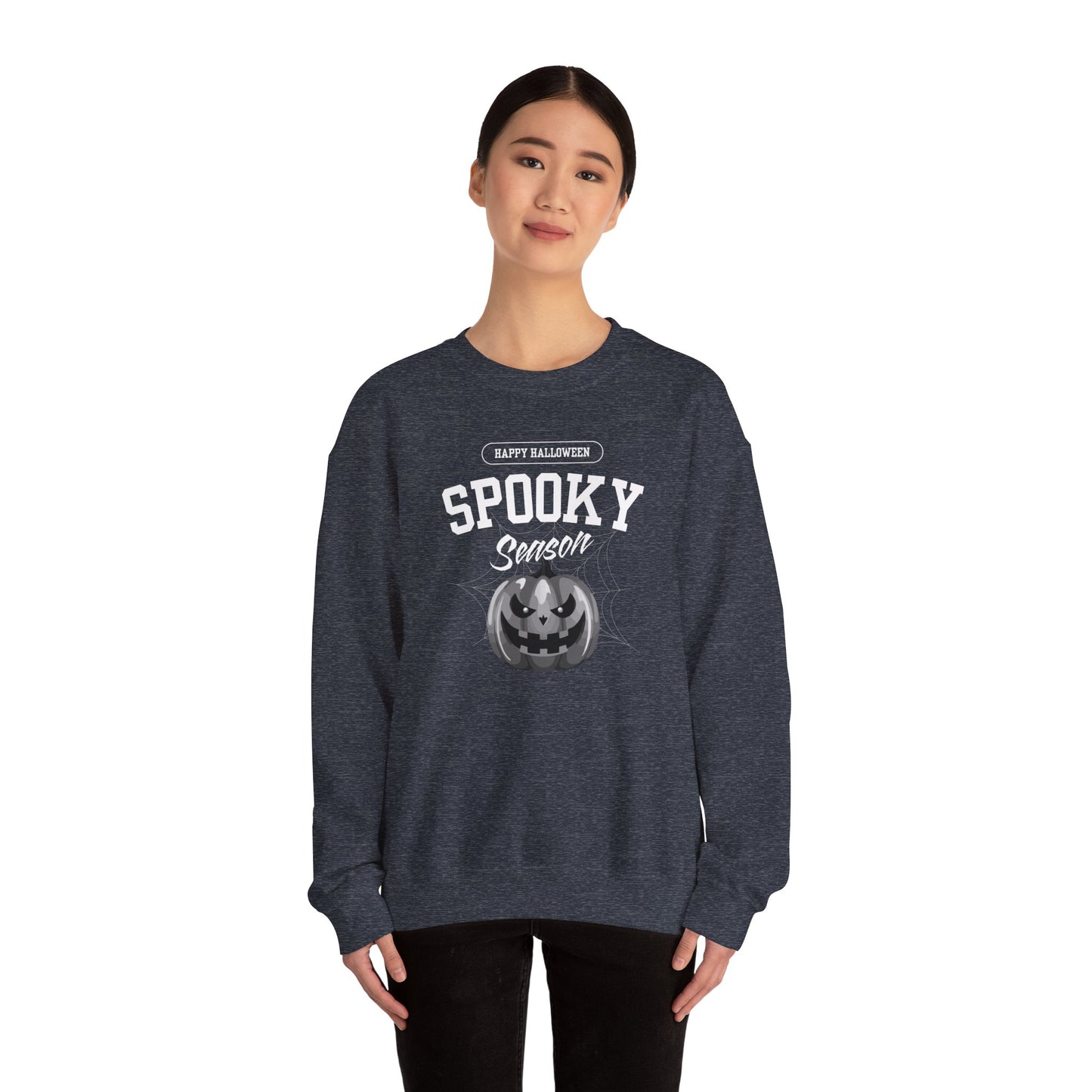 Spooky Season Halloween Sweatshirt – Creepy Cute Pumpkin Graphic Pullover for Fall
