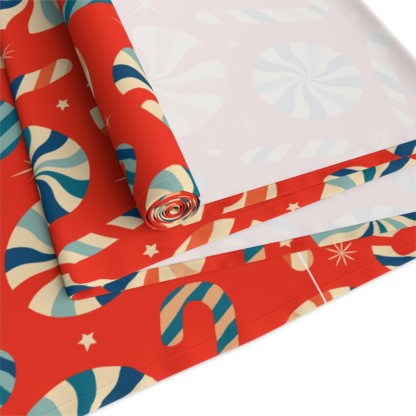 Candy Cane & Peppermint Table Runner – Festive Red Holiday Decor