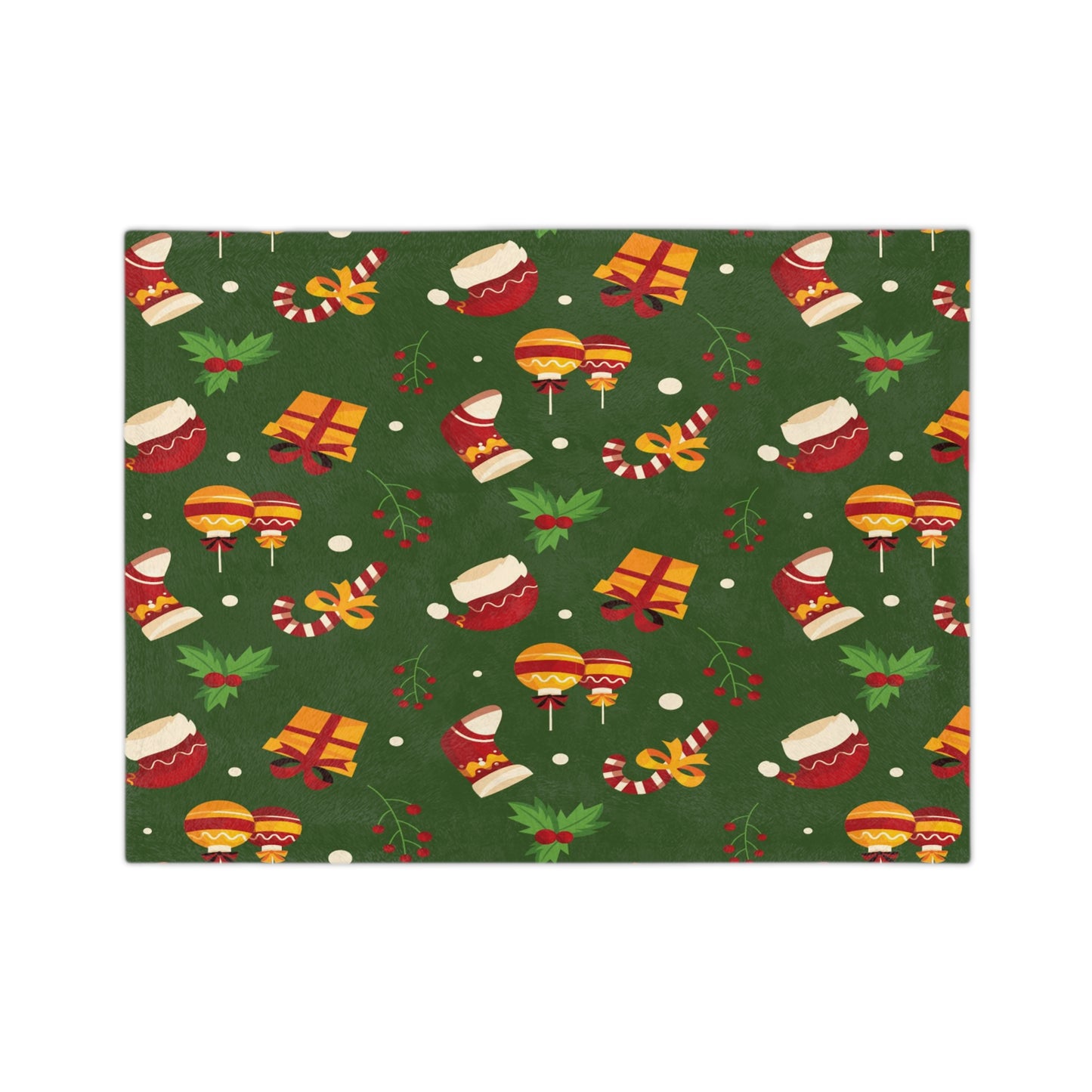 Dark Green Christmas Velveteen Minky Blanket