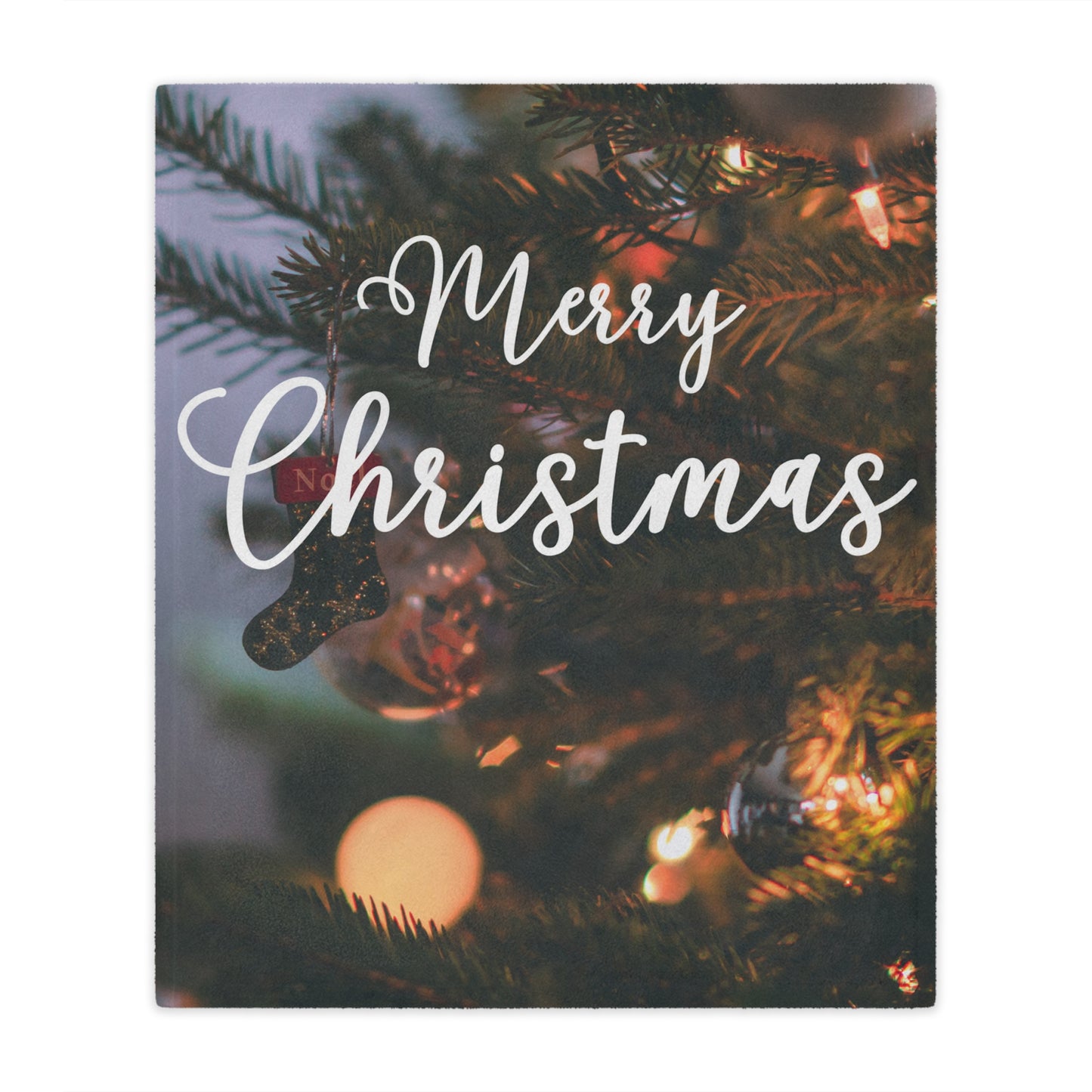 Merry Christmas with Ornament Printed Minky Blanket