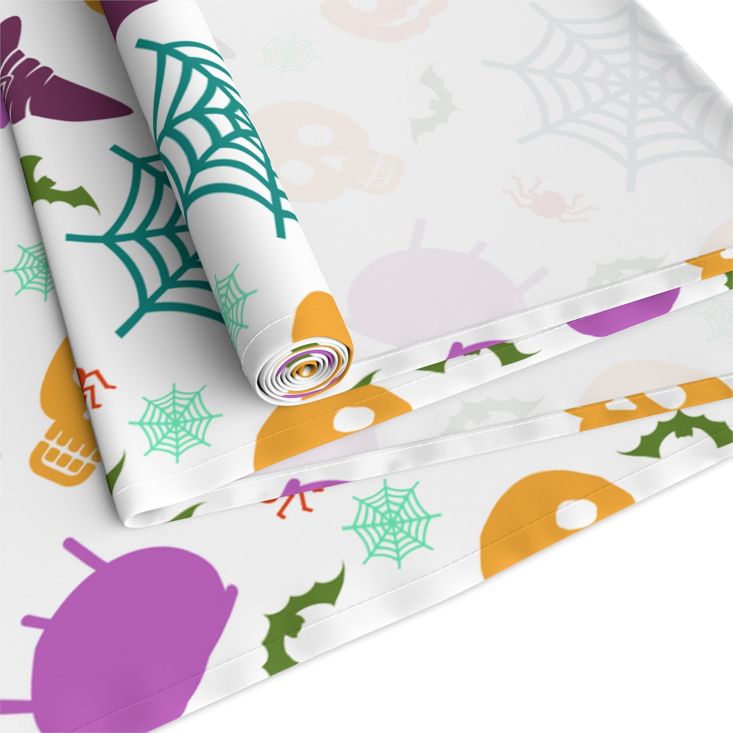 Colorful Halloween Table Runner – Skulls, Spells & Pumpkins Decor