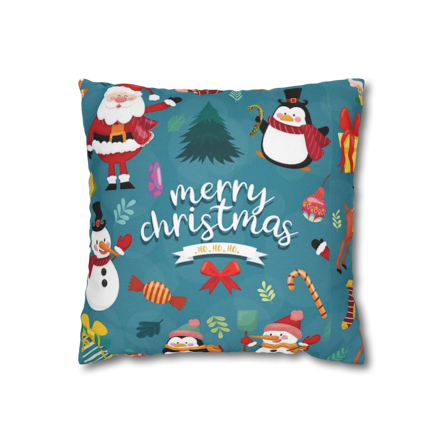 Christmas Spun Polyester Square Pillowcase – Double-Sided Festive Cover