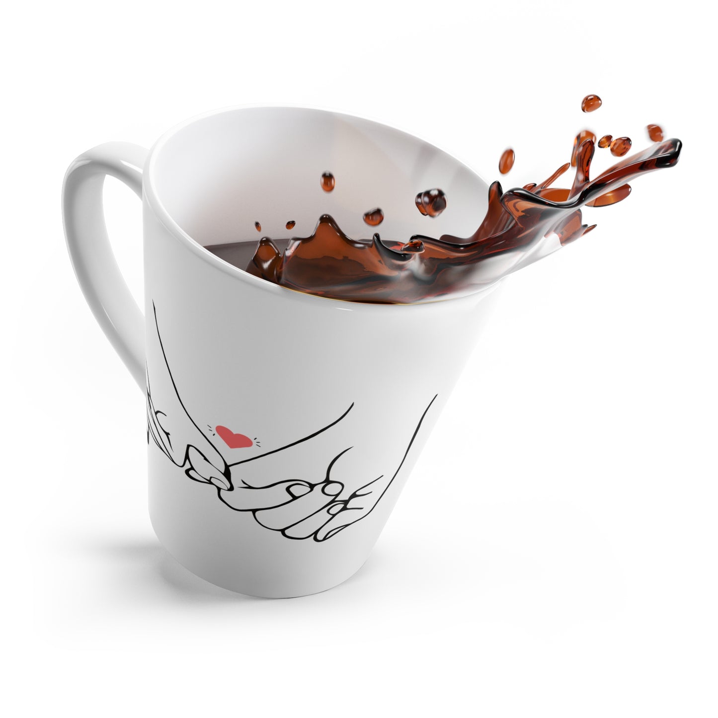 Ceramic Latte Mug – “Love You” Script with Red Heart Accents