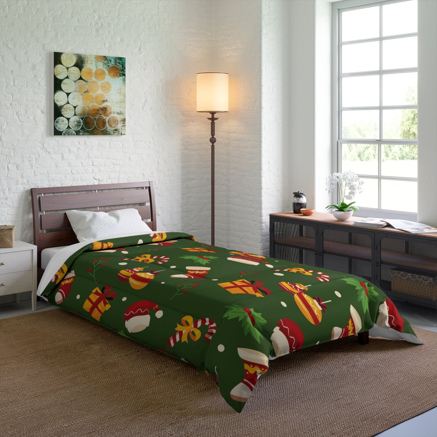 Dark Green Christmas Comforter