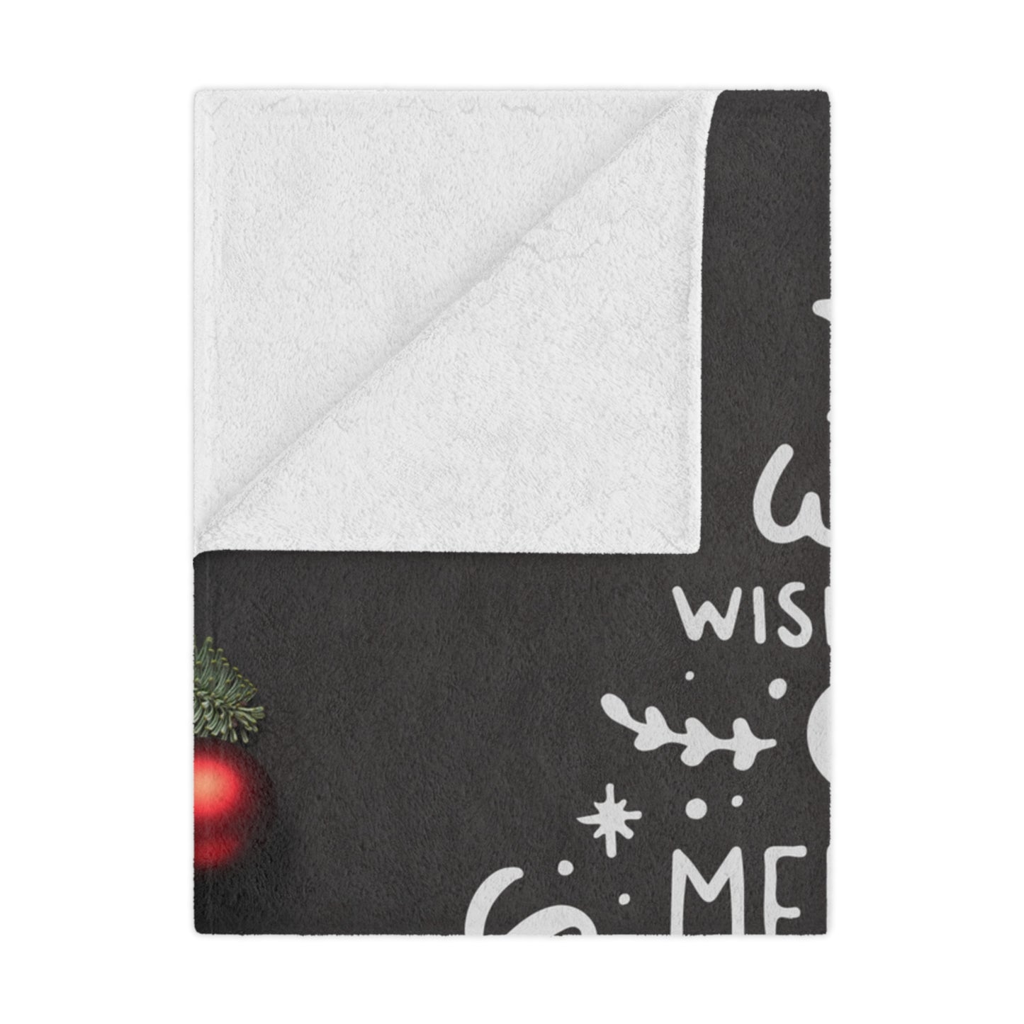 We Wish You Merry Christmas Prited Velveteen Minky Blanket, Black