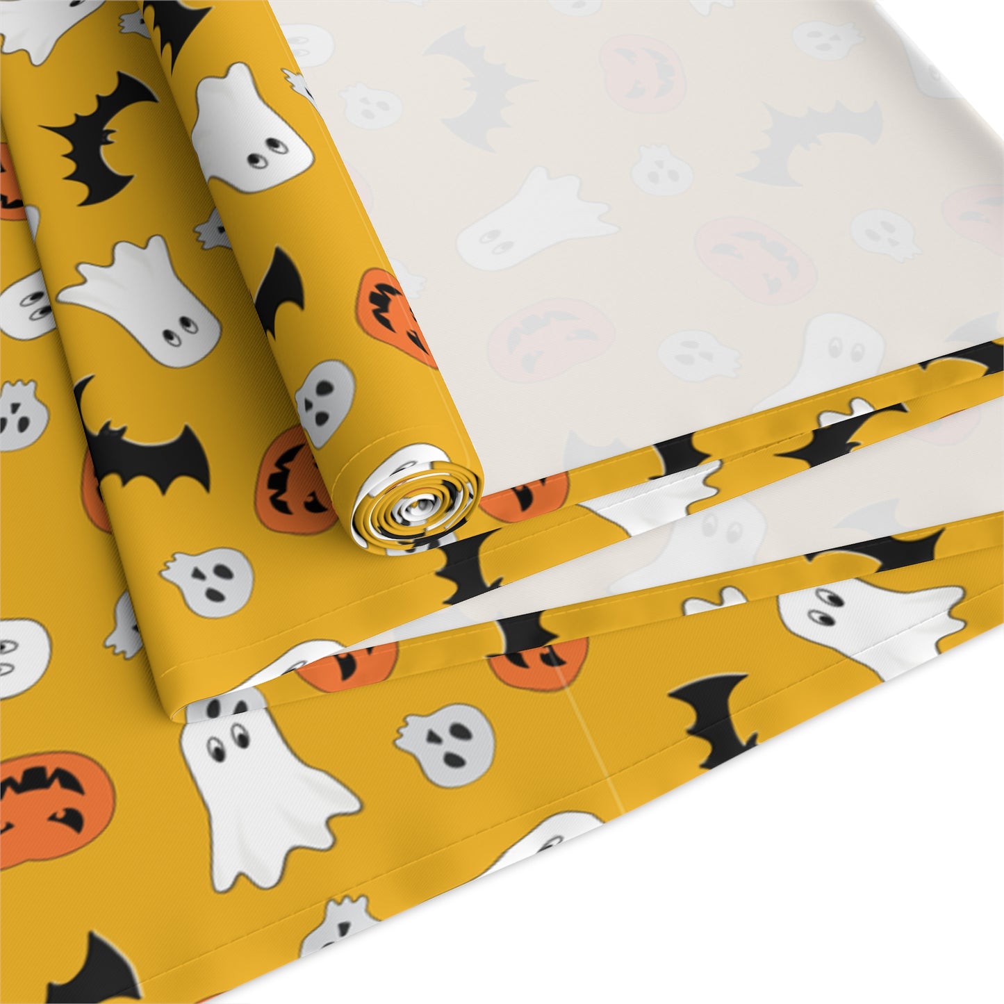 Halloween Cartoon Pattern Table Runner – Playfu Ghosts, Pumpkins & Bats