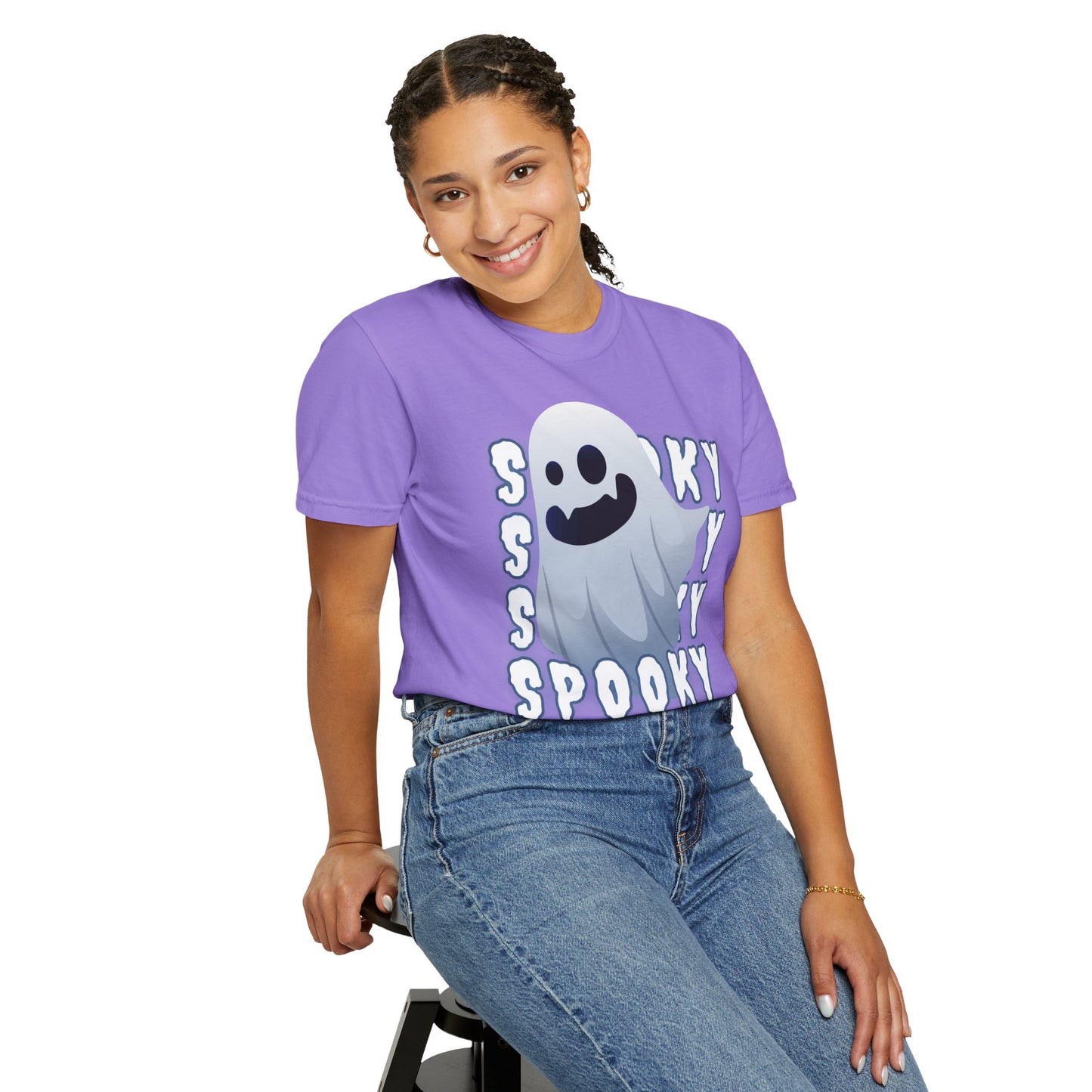 Spooky Stack Tee - Unisex Garment-Dyed T-shirt with Smiling Ghosts