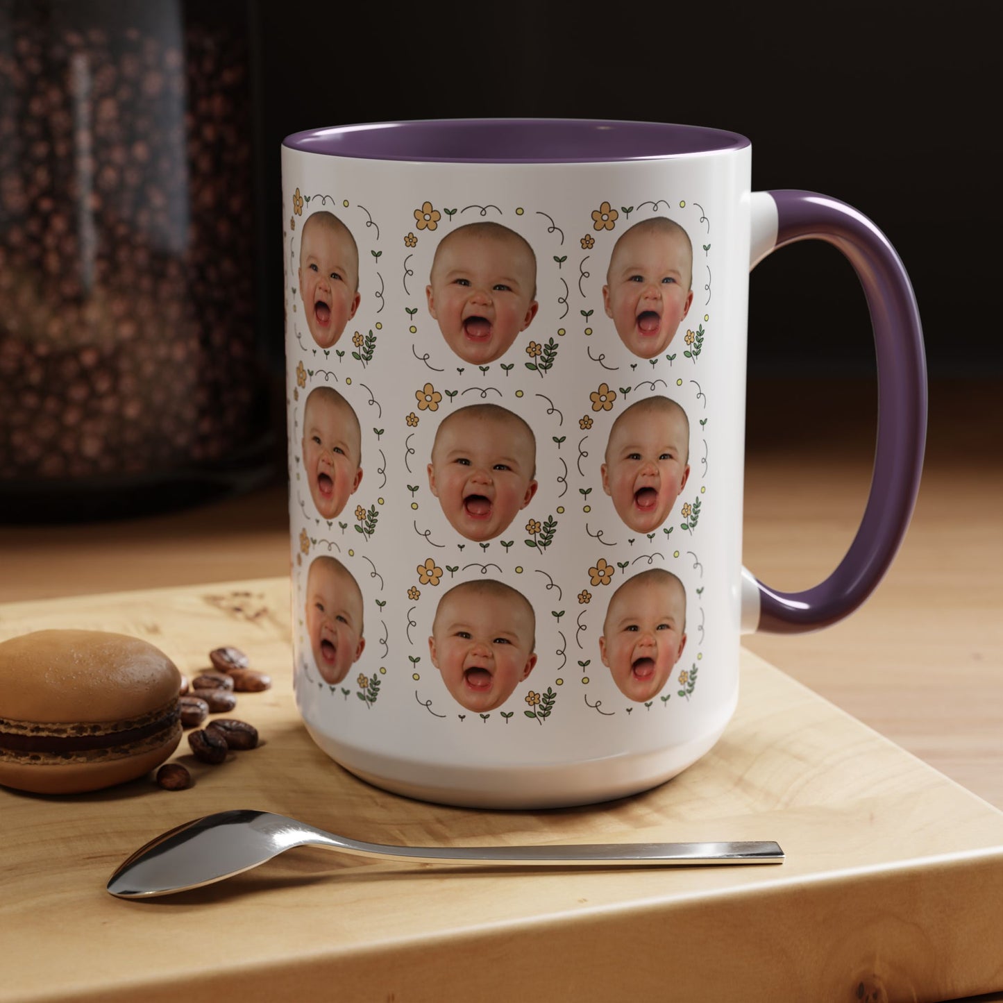 Custom Face Photo Mug – Personalized Coffee Cup for Father's Day, Mother's Day, Dog Lovers, Funny Gift Idea
