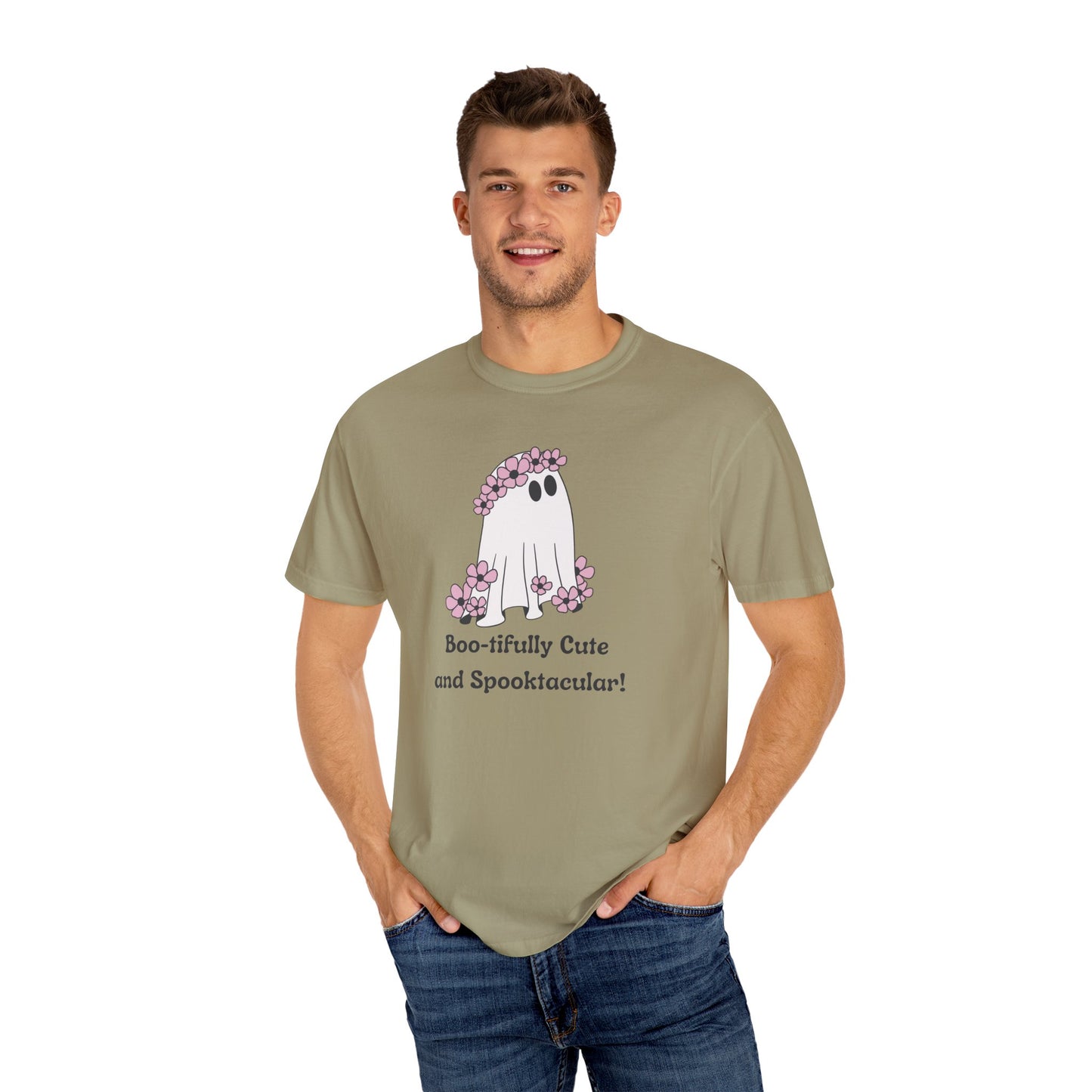 Boo-tiful Ghost Tee – Floral Charm Meets Halloween Fun!