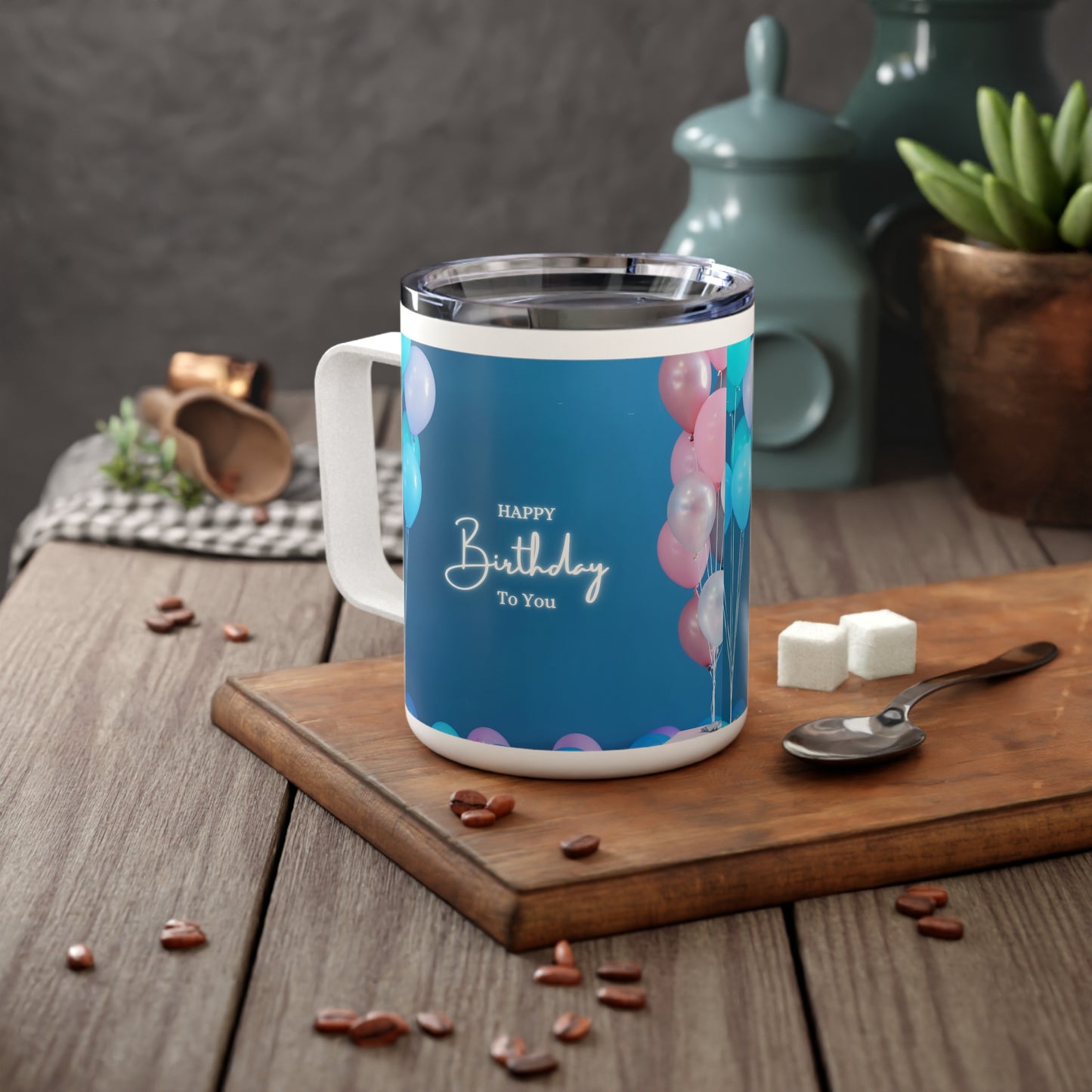 Birthday Insulated Coffee Mugs, 10oz, Blue, Birthday Coffee Mug