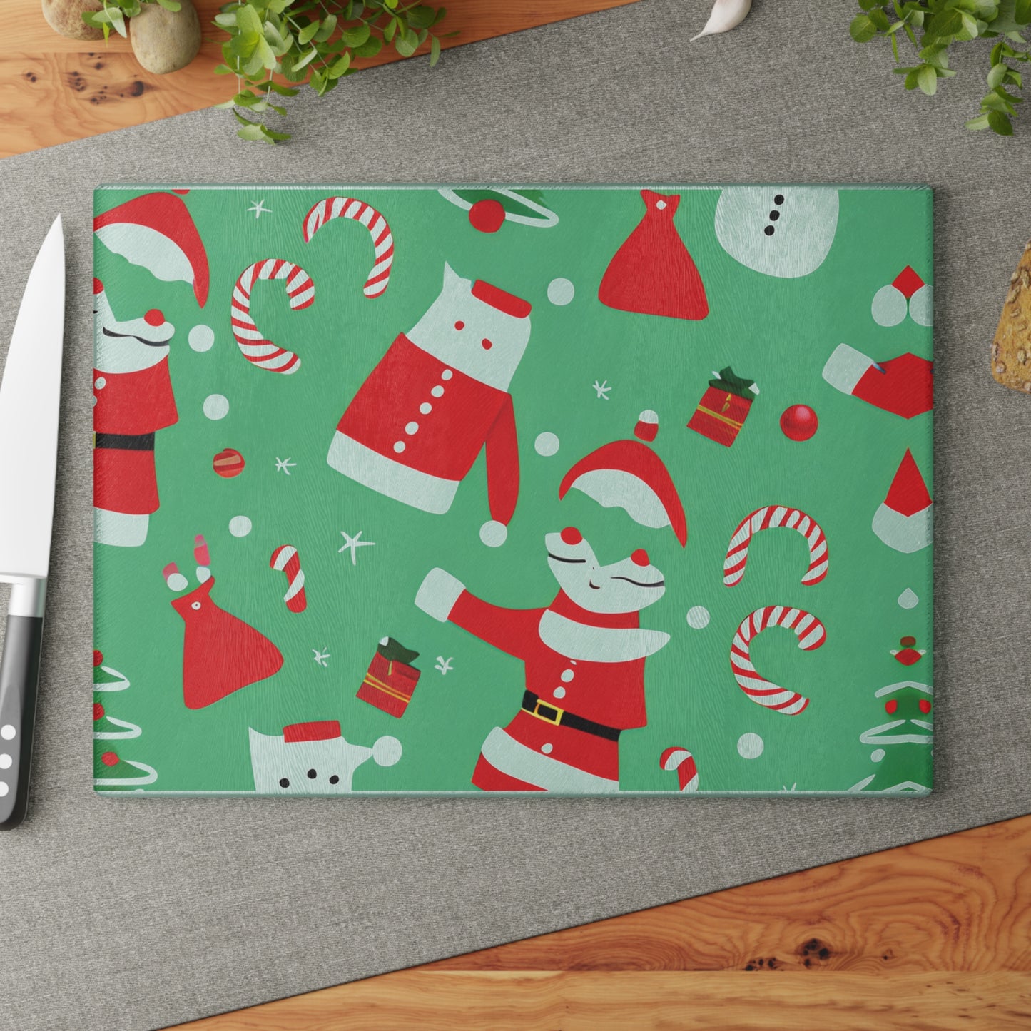 Christmas Glass Cutting Board – Festive Kitchen Prep Surface